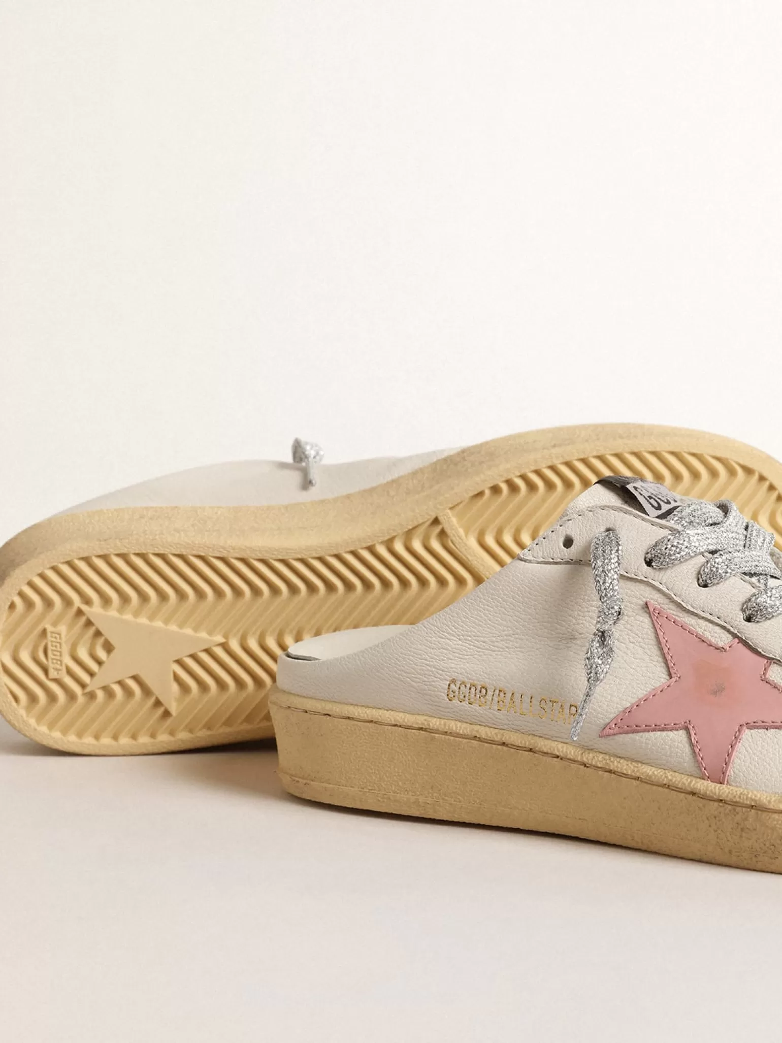 Cheap Mule Ball Star de napa branca com estrela de couro rosa antigo MULHER Beachwear | Ball Star