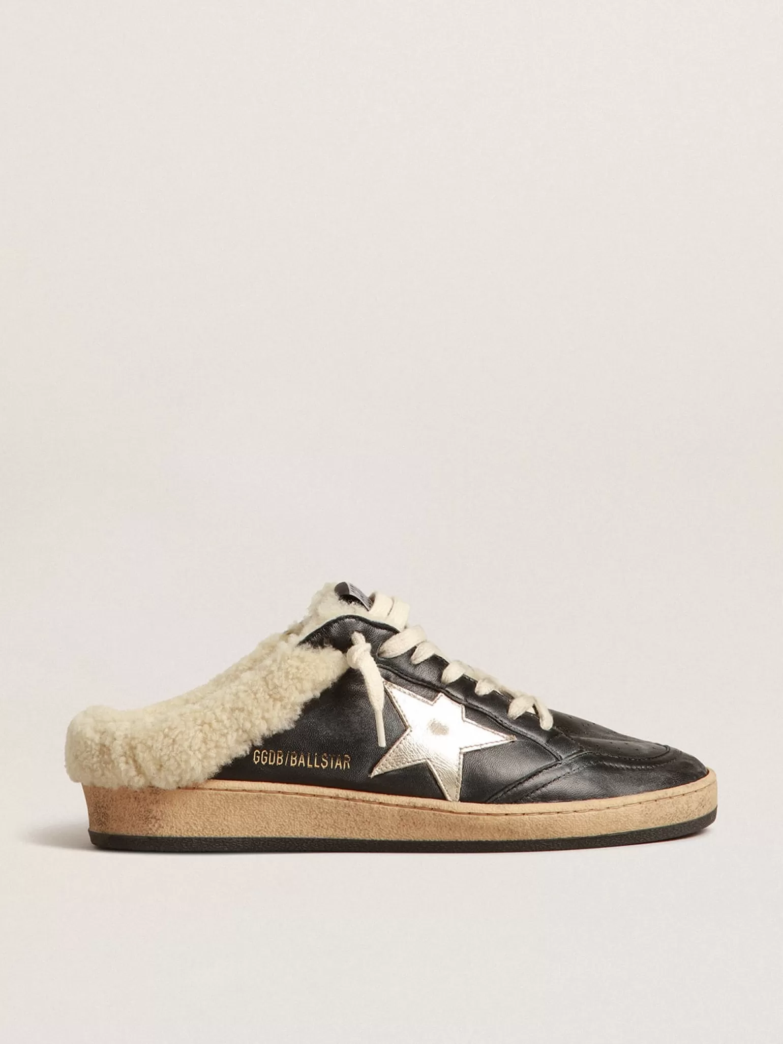 Clearance Mule Ball Star de napa com estrela platinada e forro de shearling MULHER Ball Star