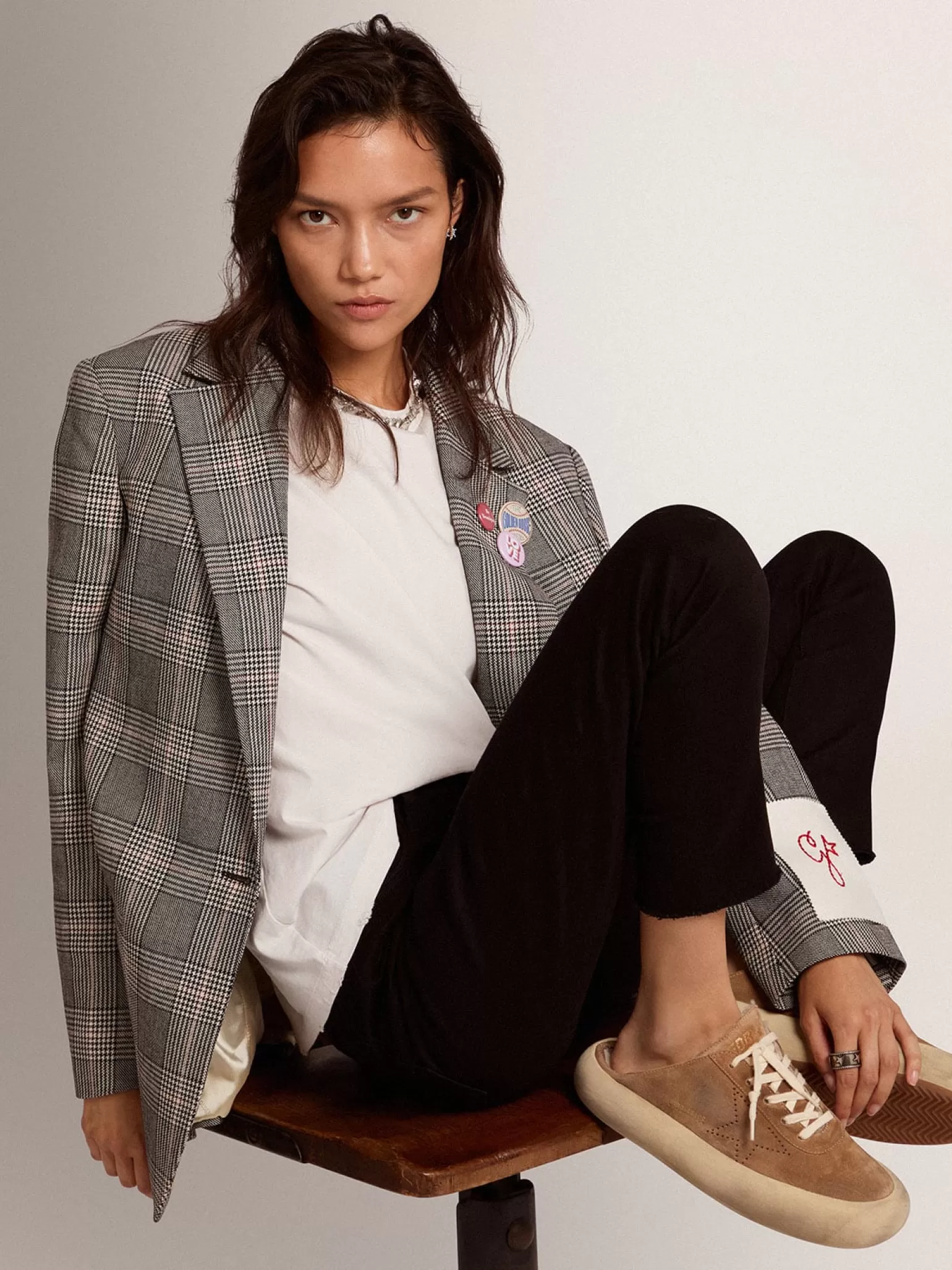 Store Mule Space-Star de suede na cor tabaco e forro de shearling MULHER Space-Star