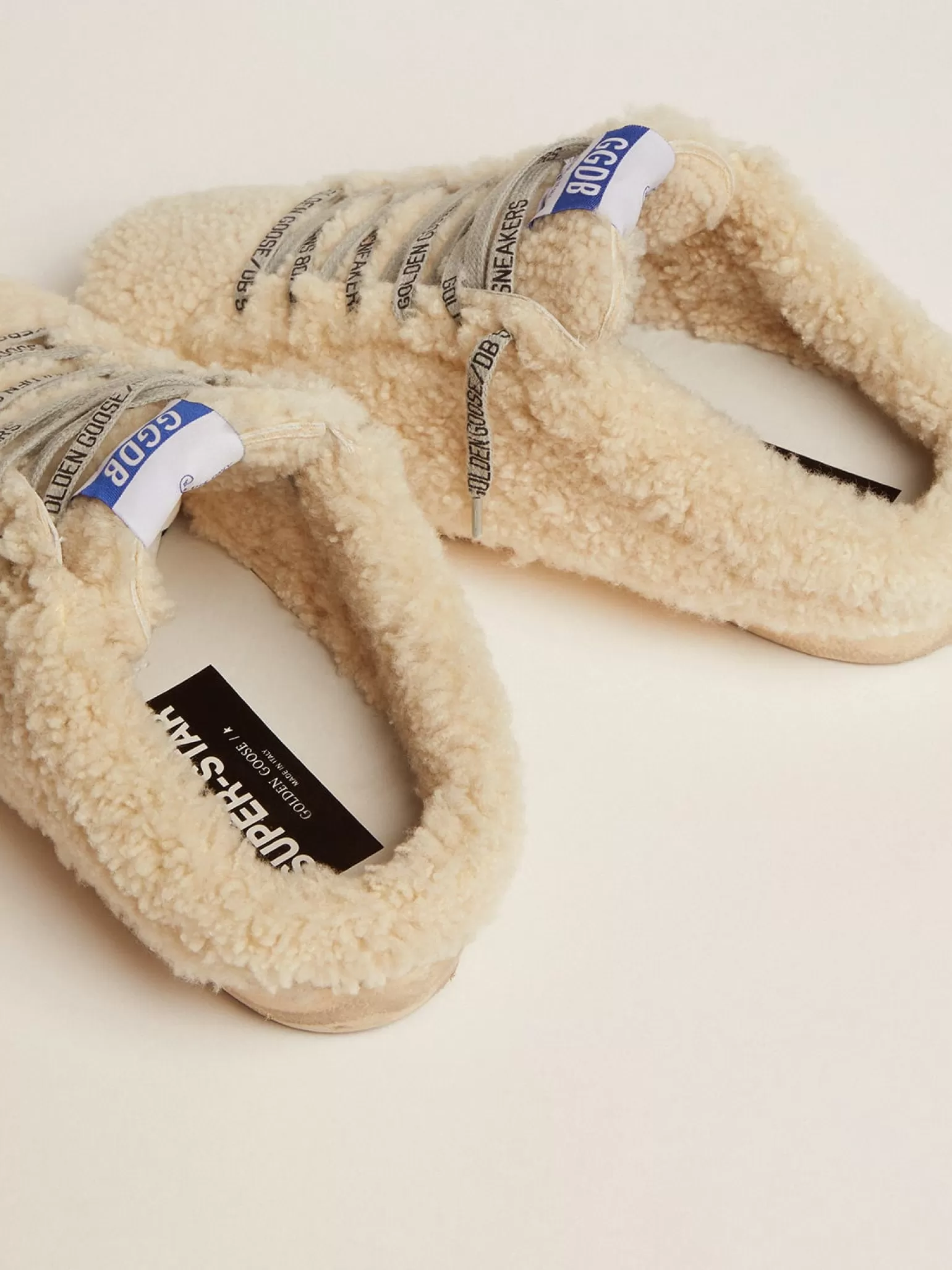 Flash Sale Mule Super-Star feminino de shearling branco e estrela de glitter MULHER Super-Star Sabot