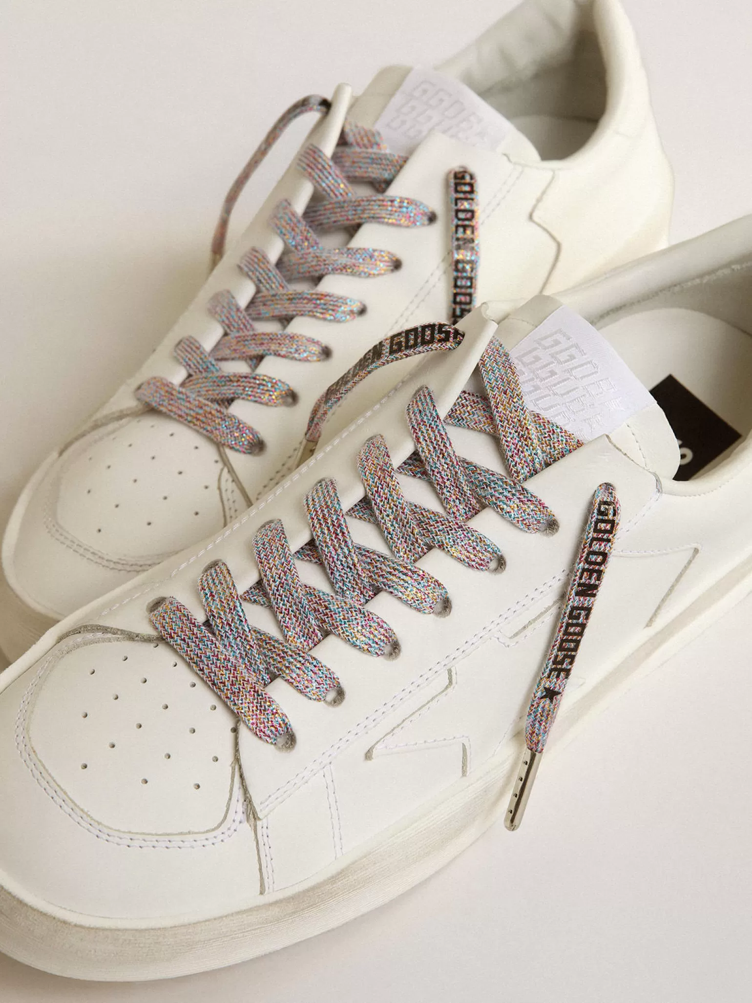 Store Lurex laces with contrasting black logo MULHER Cadarços | Cadarços