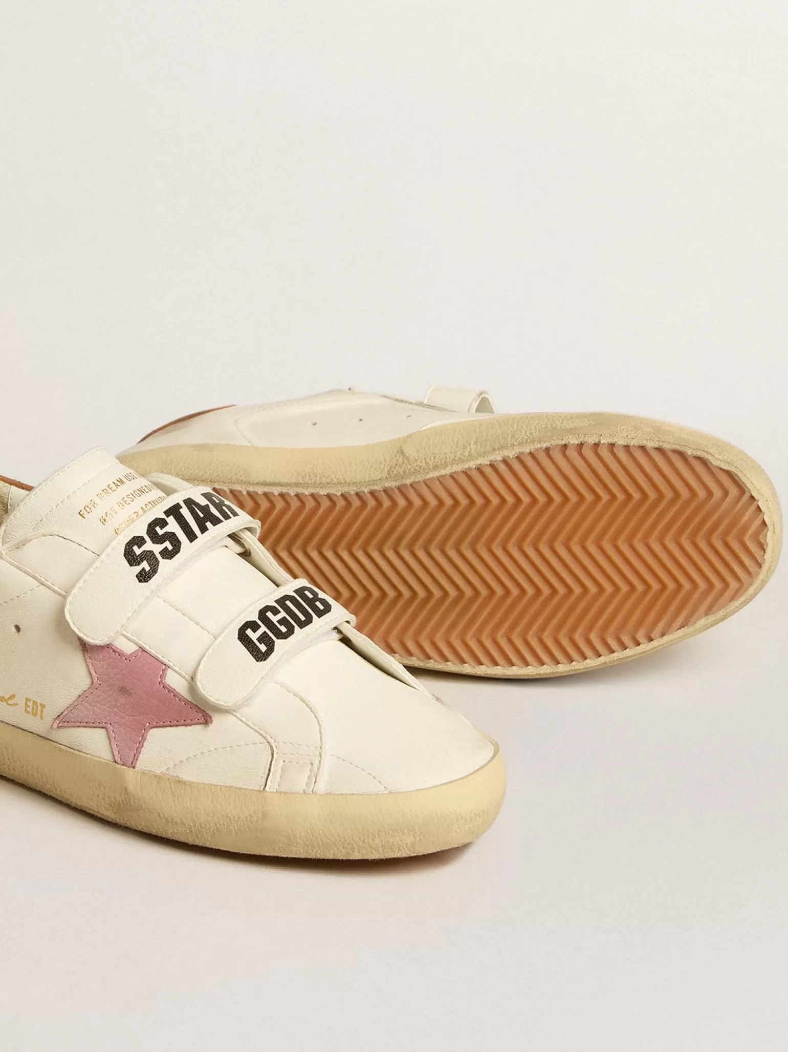 Cheap Old School de napa com estrela de couro rosa e forro de shearling bege MULHER Super-Star