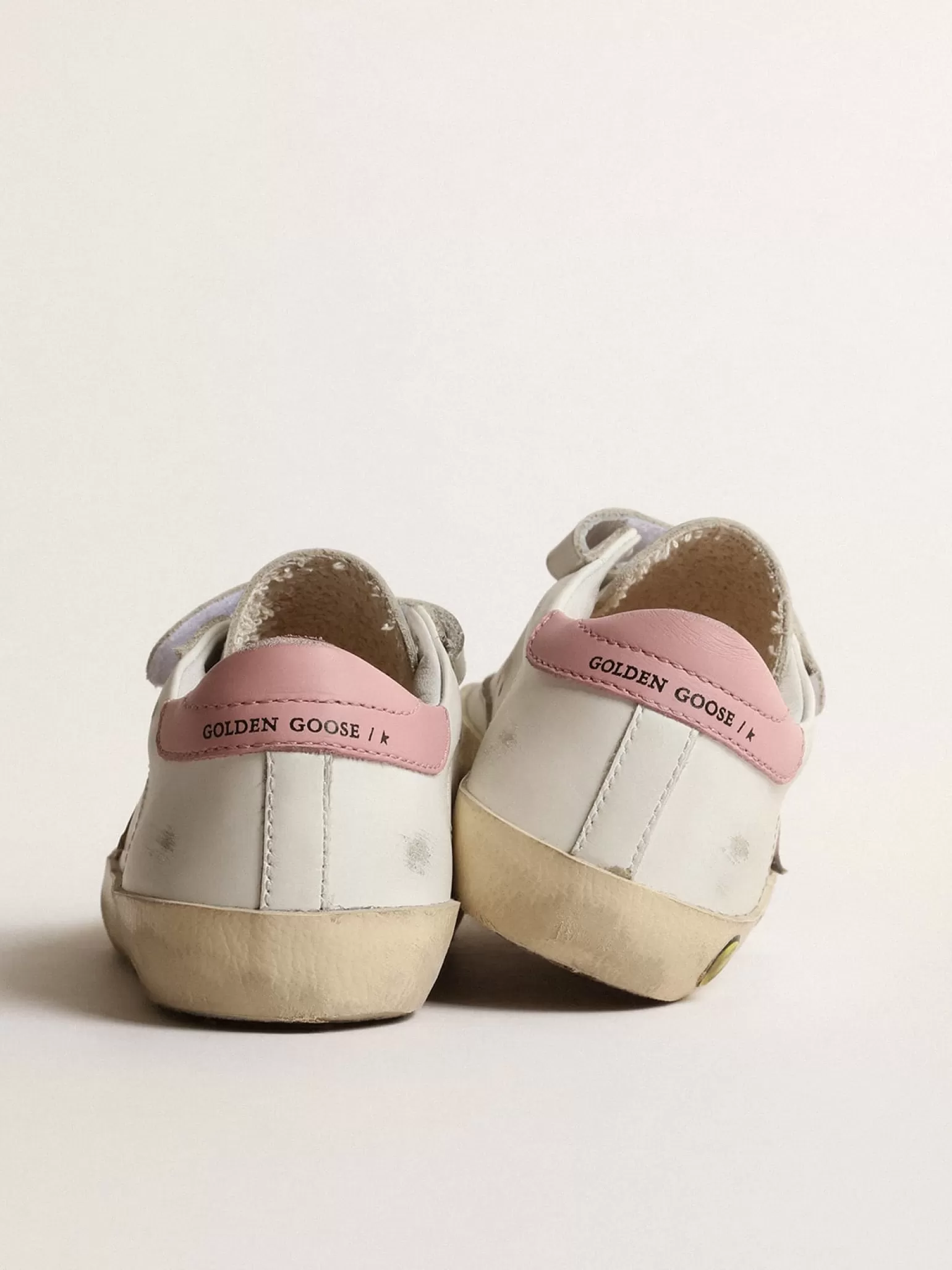 Best Sale Old School Junior com estrela de couro metálico e talão rosa Meninas pequenas (1-3 anos)