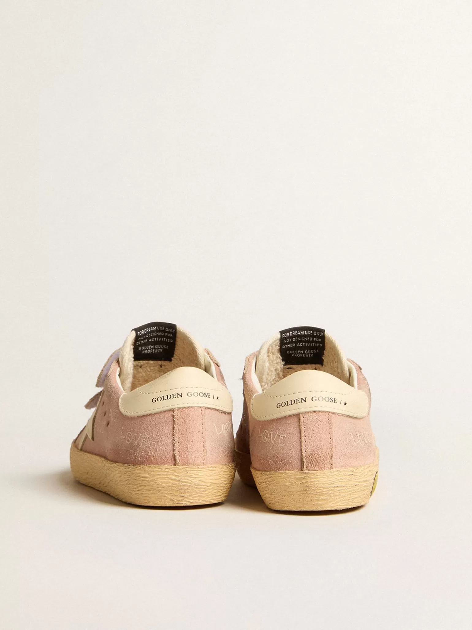 Outlet Old School Junior de suede rosa com estrela e talão de couro creme Meninas pequenas (1-3 anos)