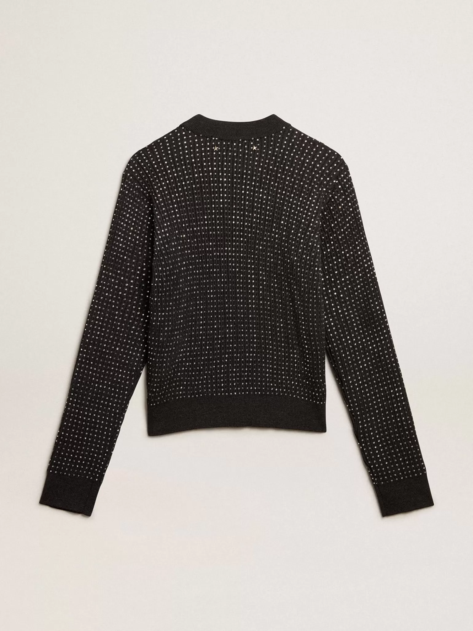Clearance Pulôver de gola redonda de lã merino com cristais all-over MULHER Malhas