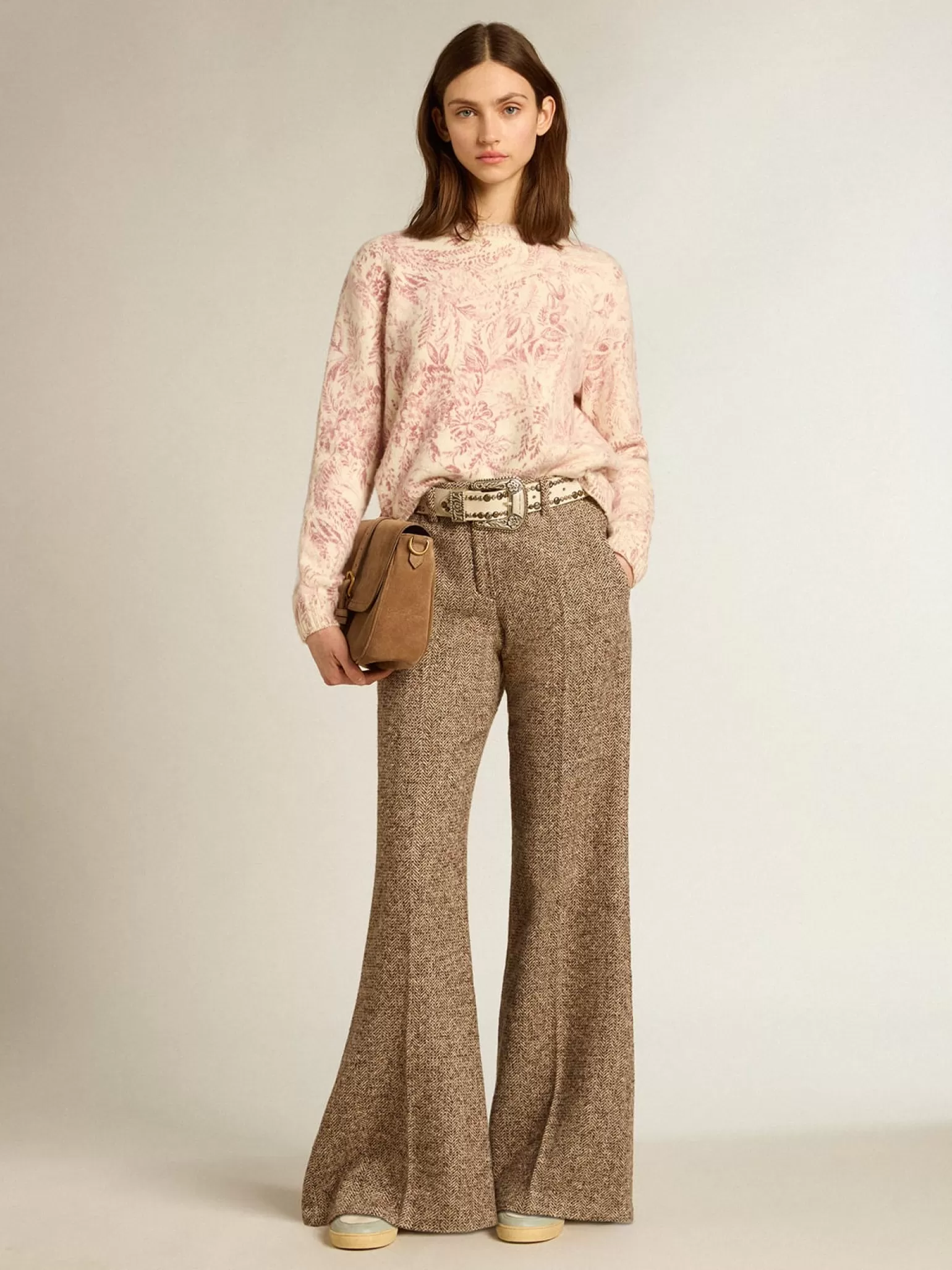 Cheap Pulôver de gola redonda feminino de lã com estampa toile de jouy all over MULHER Malhas