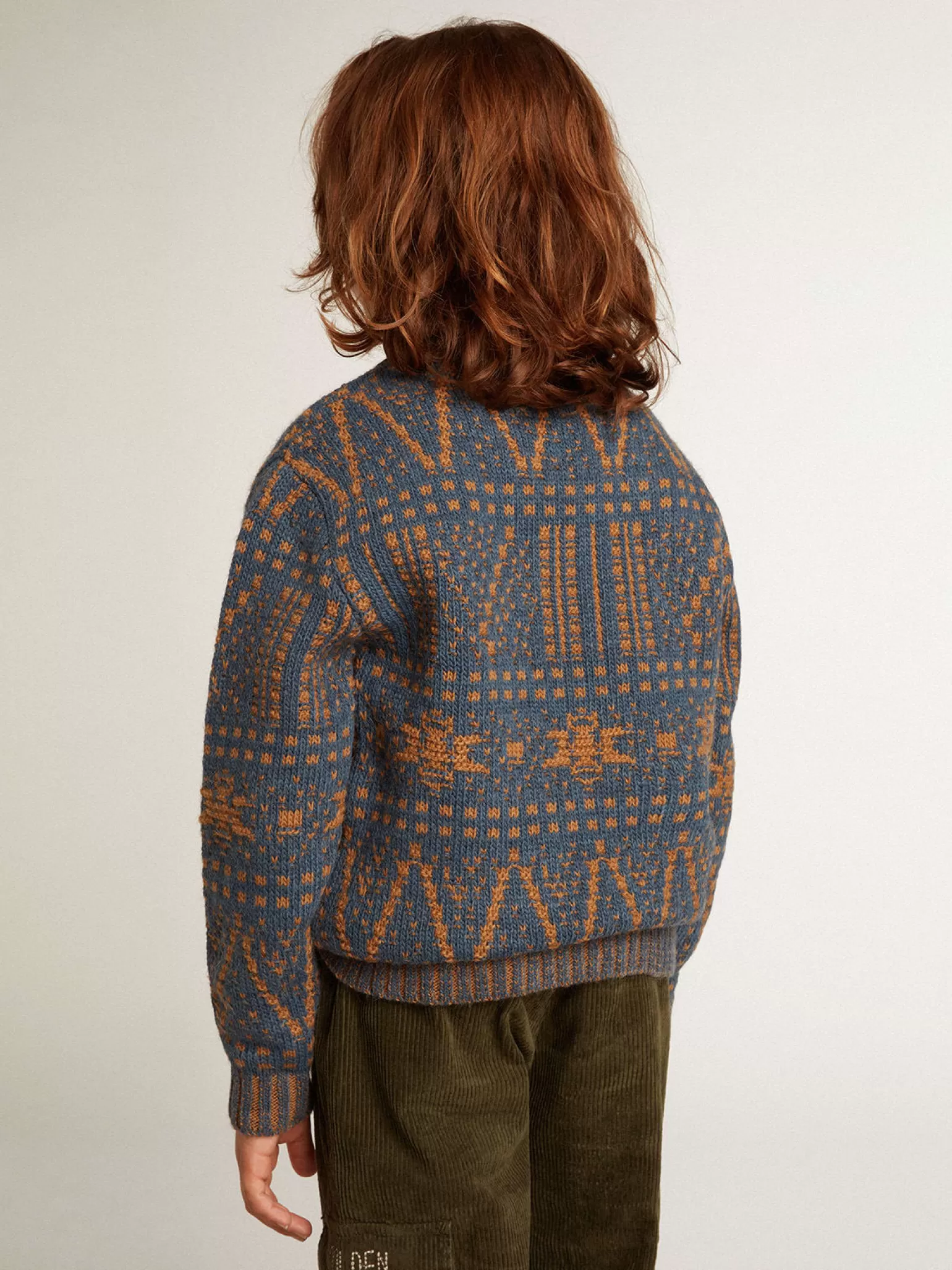 Discount Pulôver infantil masculino de gola redonda com estampa fair isle azul Roupas de cima (4-12 years)