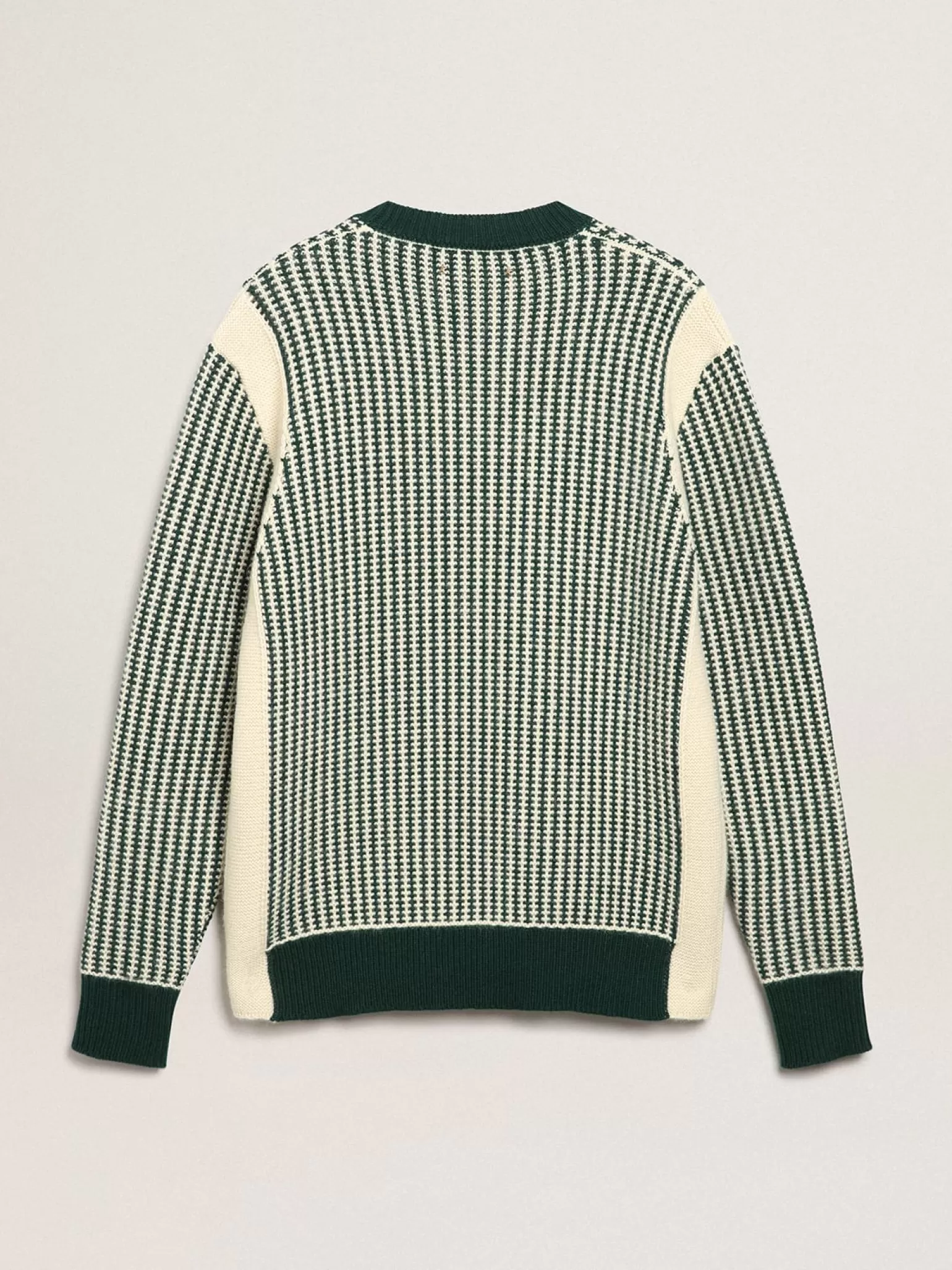Flash Sale Pulôver masculino de gola redonda de lã bicolor branca e verde Malhas