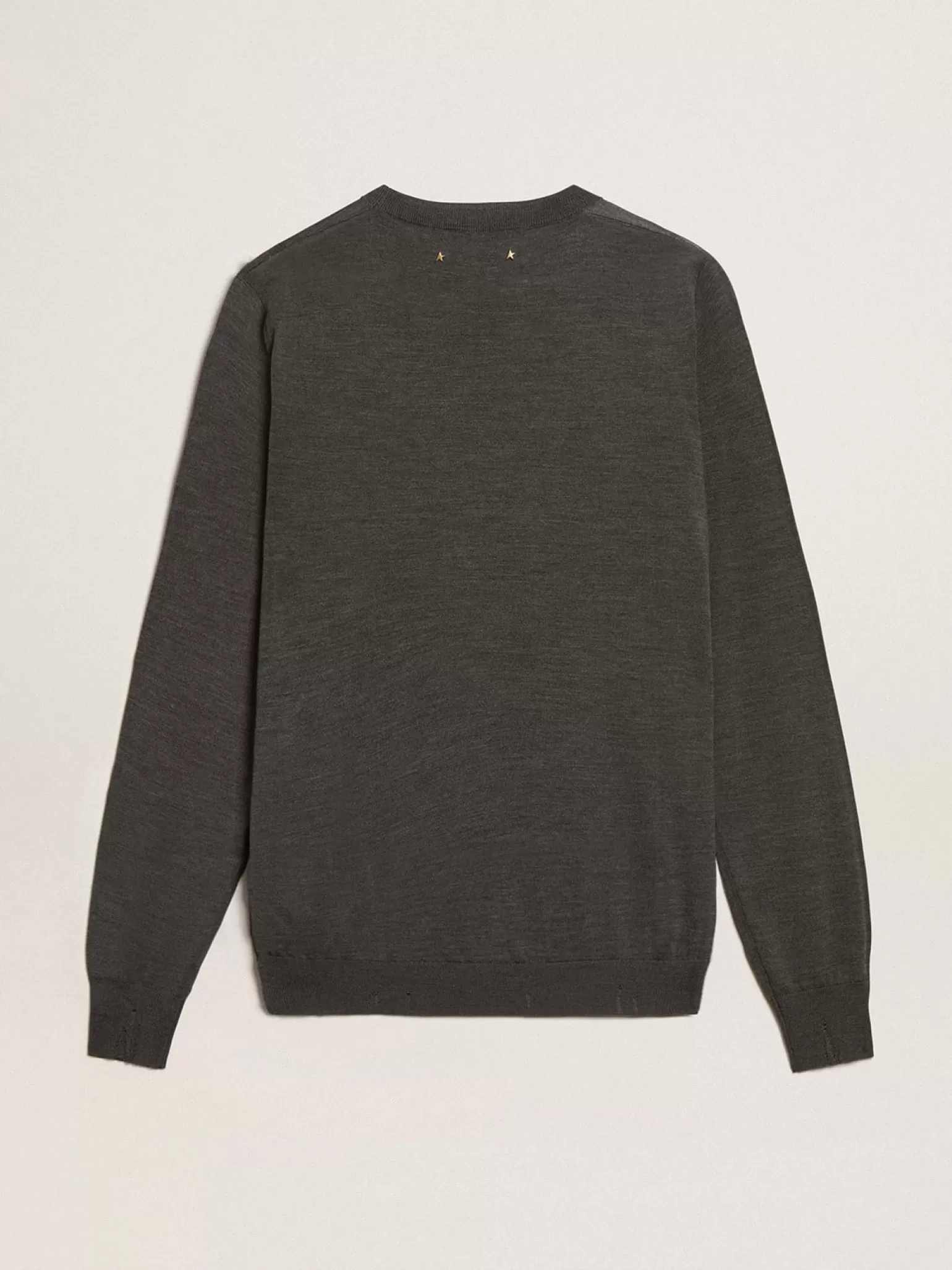 Store Pulôver masculino de gola redonda de lã cinza mescla escura Malhas