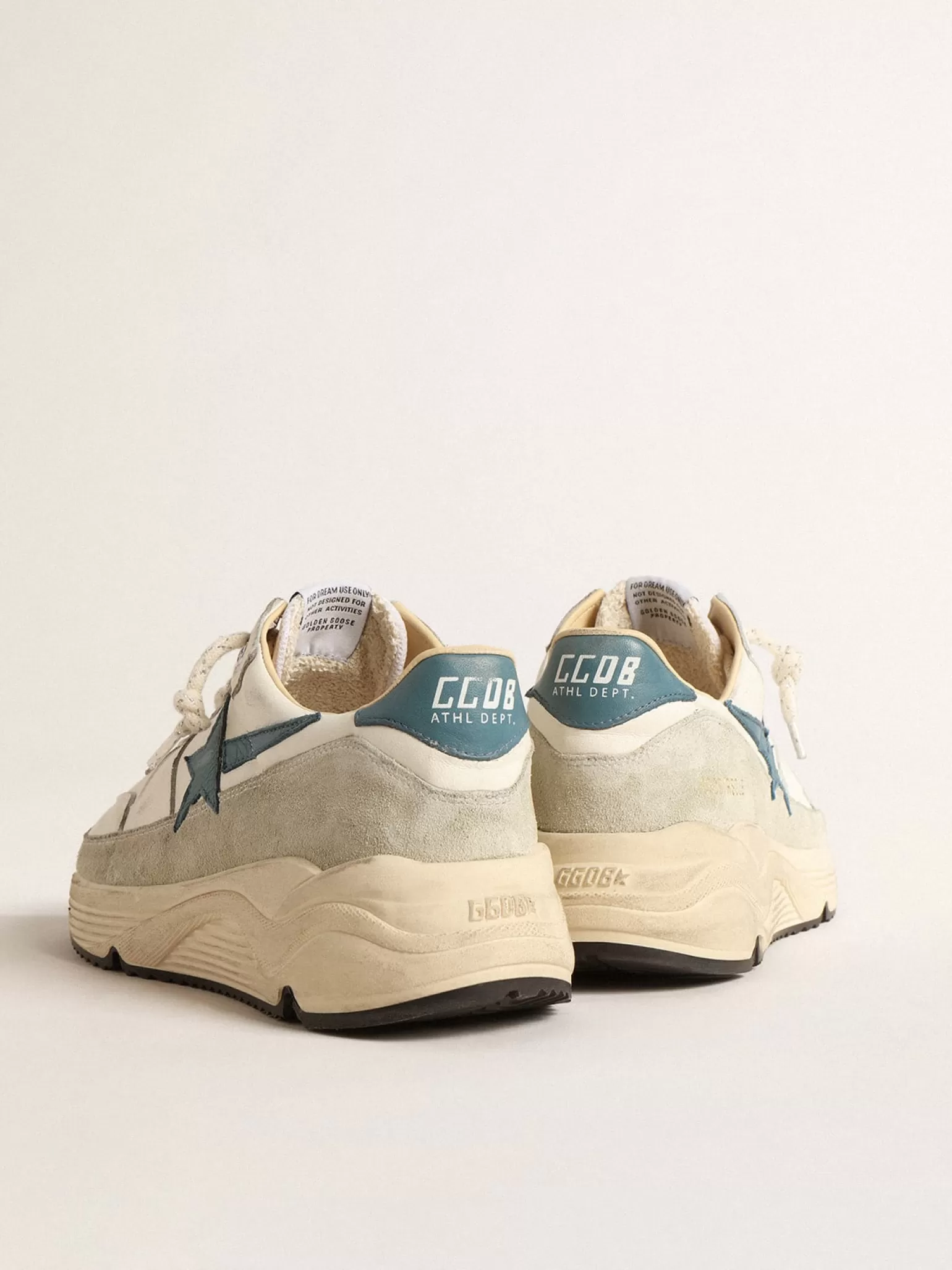 Online Running Sole de napa com estrela de couro azul e inserção de suede Running Sole