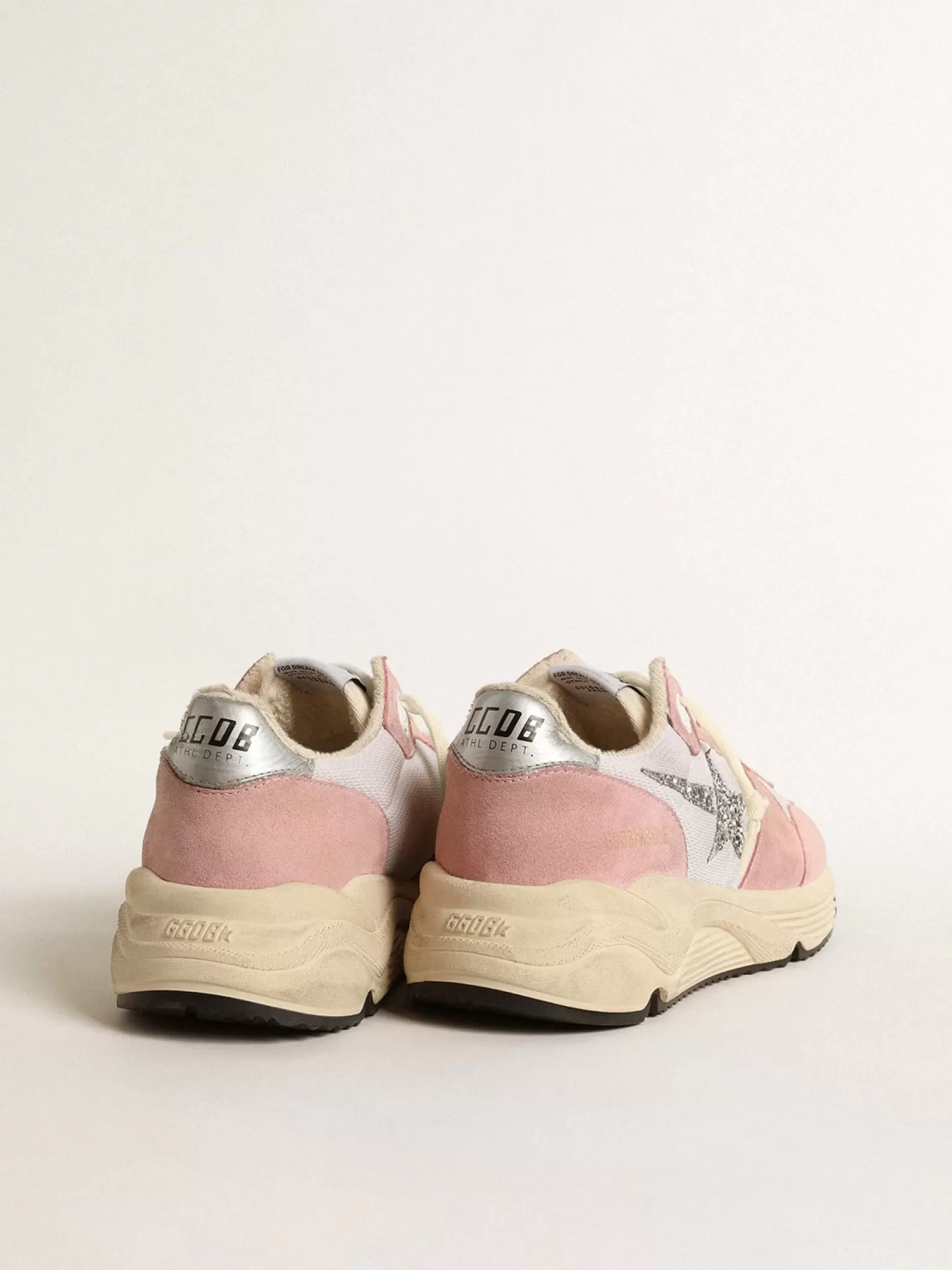 Outlet Running Sole de tela cinza e suede com estrela de glitter prateado MULHER Running Sole