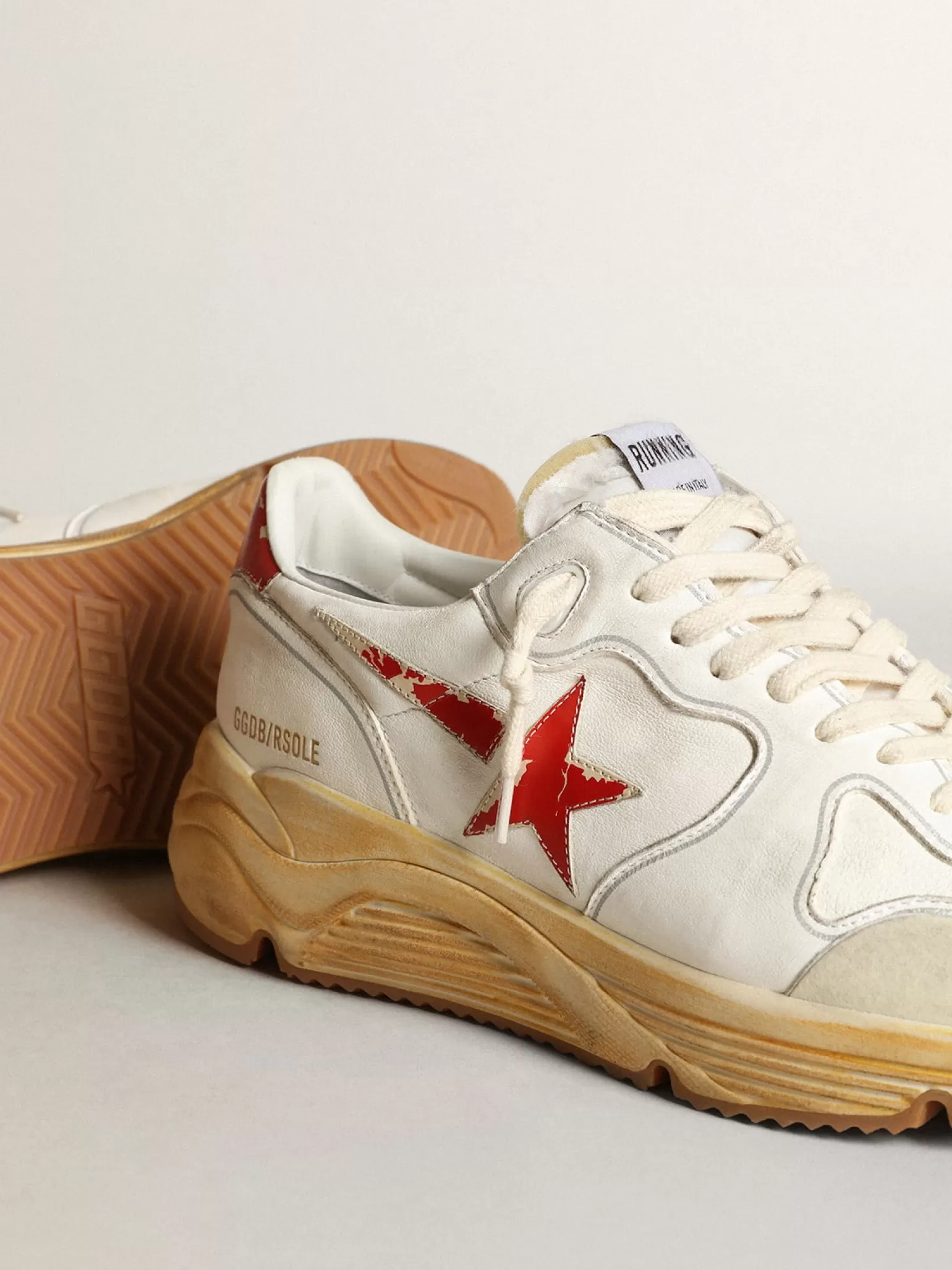 Fashion Running Sole masculino com estrela e talão de couro com estampa vermelha Running Sole
