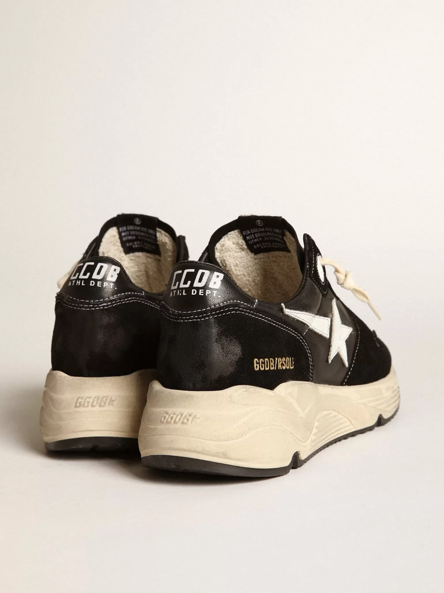 New Running Sole Masculino de napa e suede pretos com estrela branca Running Sole