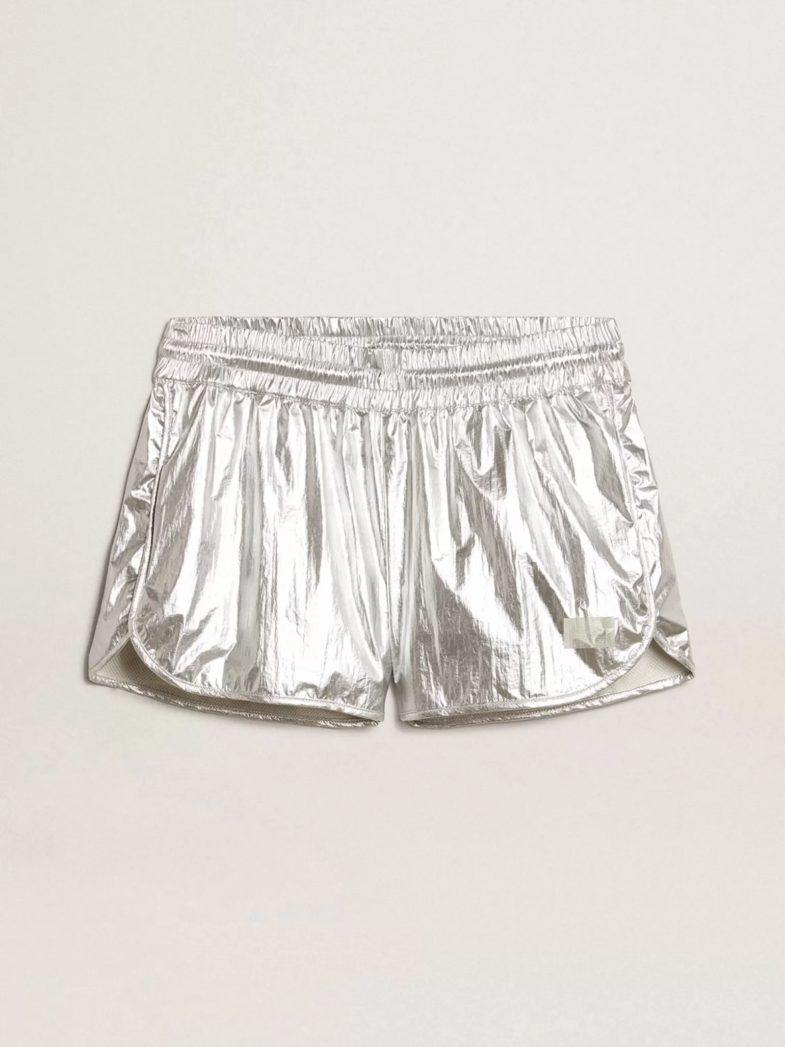 Best Short de corrida feminino de tecido prateado MULHER Saias e Shorts