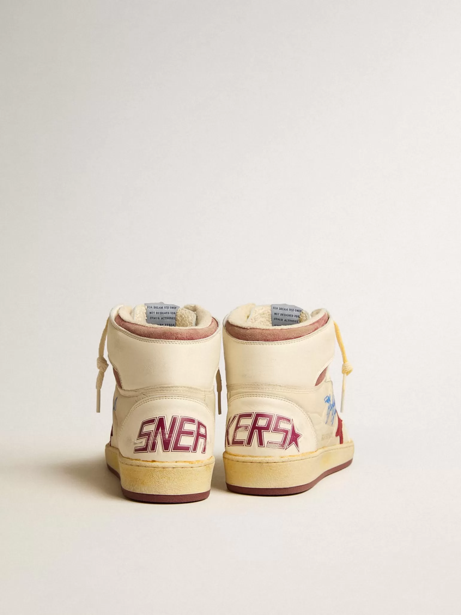 Outlet Sky-Star de náilon e napa bege com estrela de suede cor de romã Sky-Star