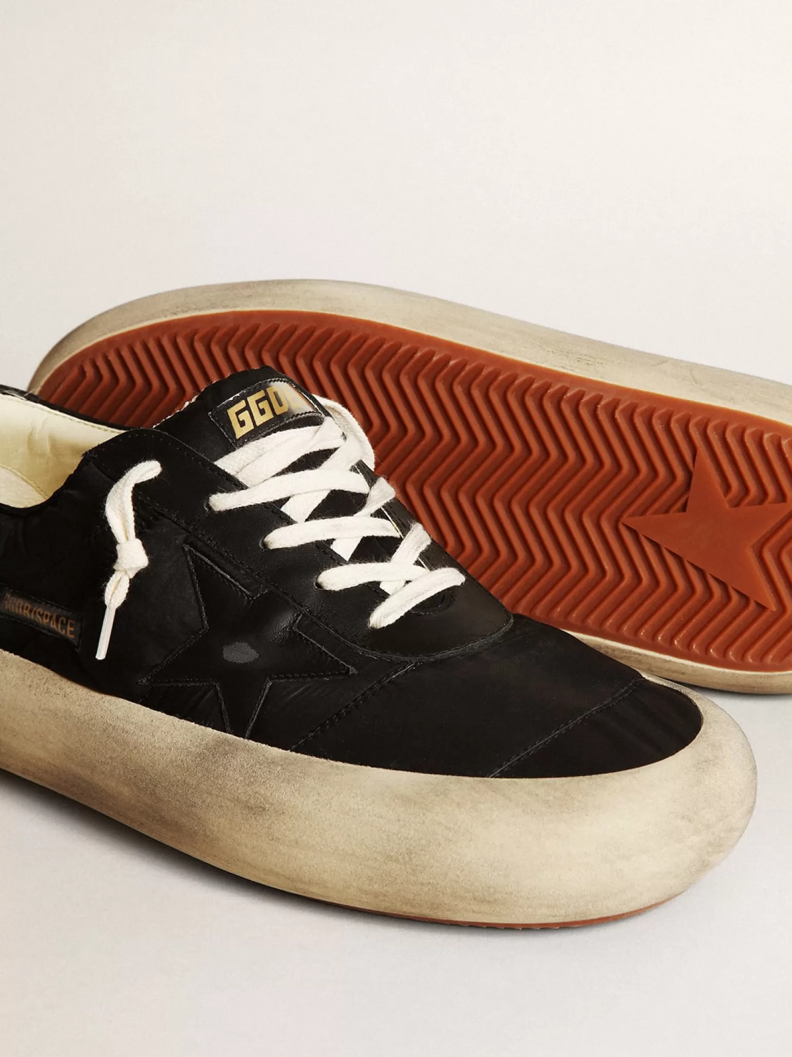 Cheap Space-Star Masculino de náilon com estrela e talão de couro preto Space-Star