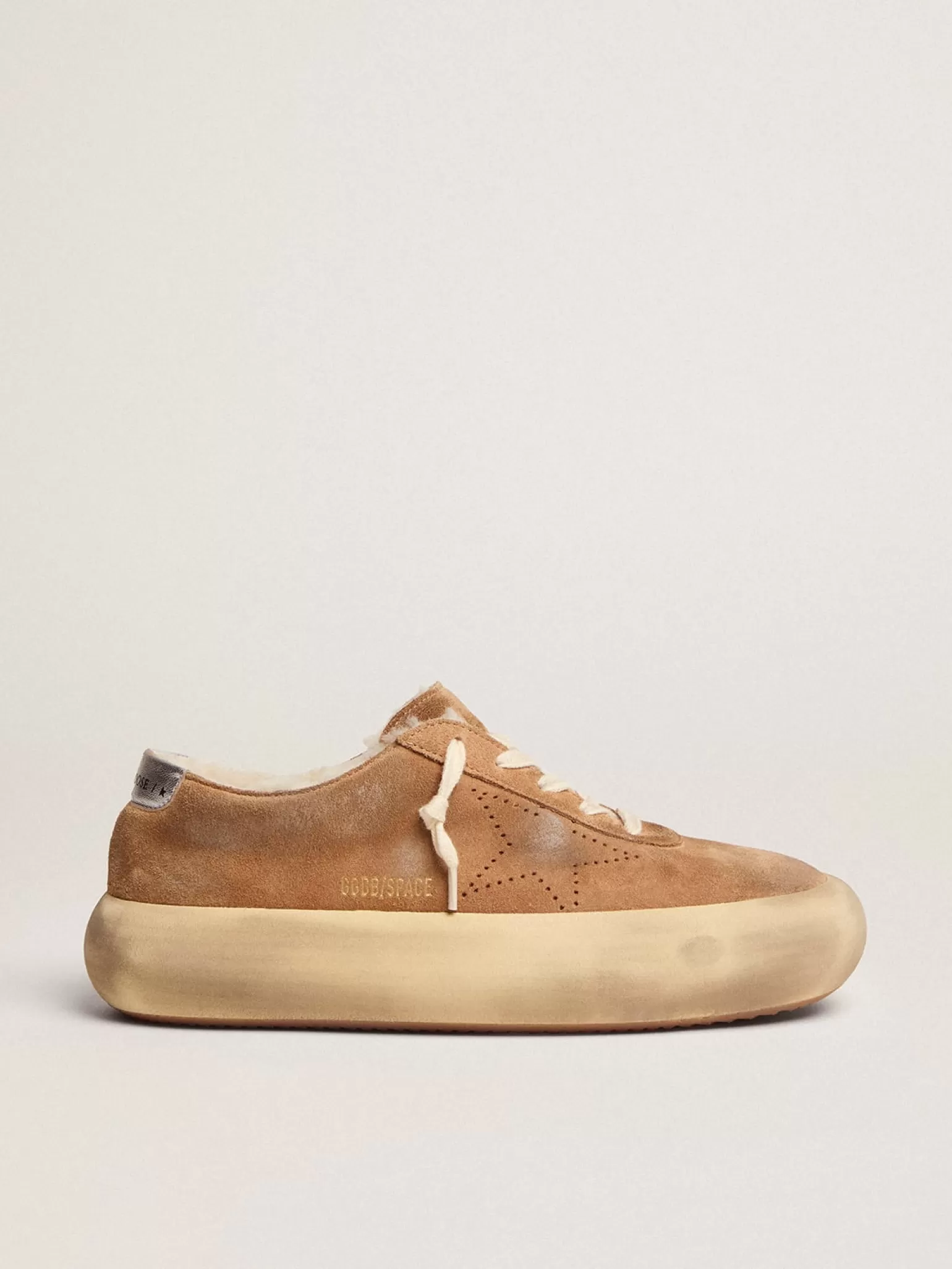 Fashion Space-Star masculino de suede cor tabaco e forro de shearling Space-Star