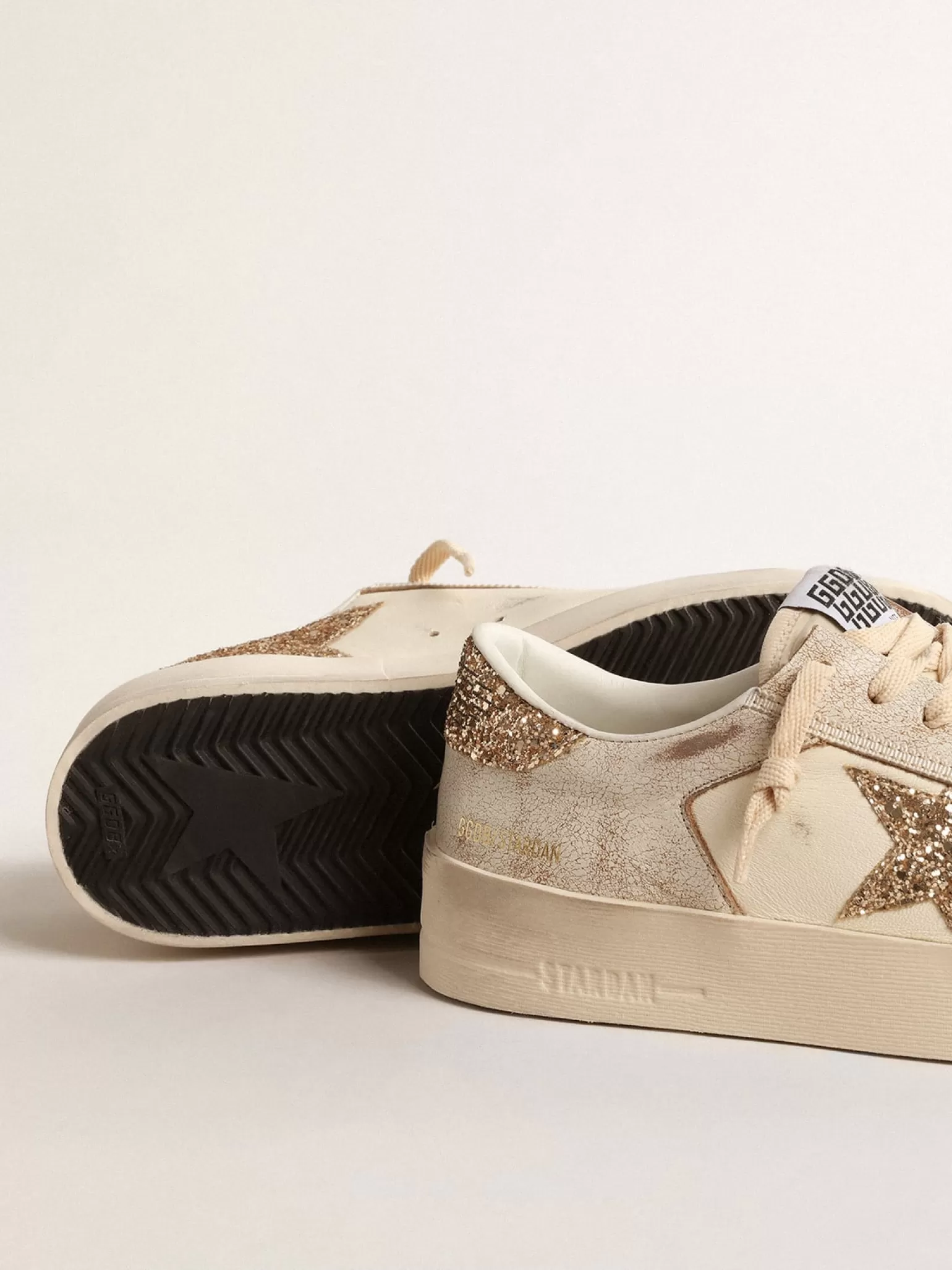 Discount Stardan de napa cor cru com estrela e talão de glitter dourado MULHER Beachwear | Stardan