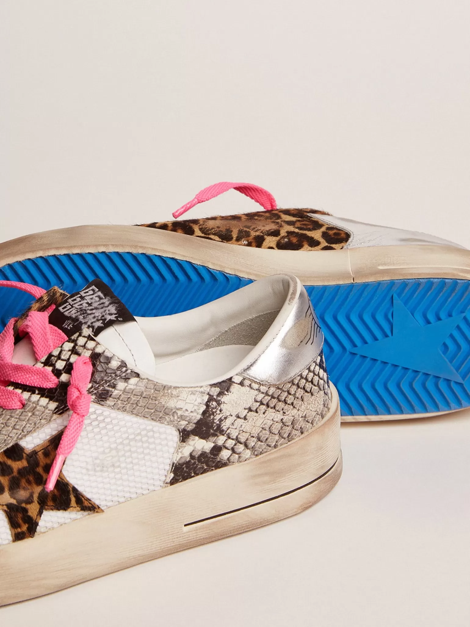Cheap Stardan LAB feminino com cabedal de couro e estrela de couro cavalinho leopardo MULHER Stardan