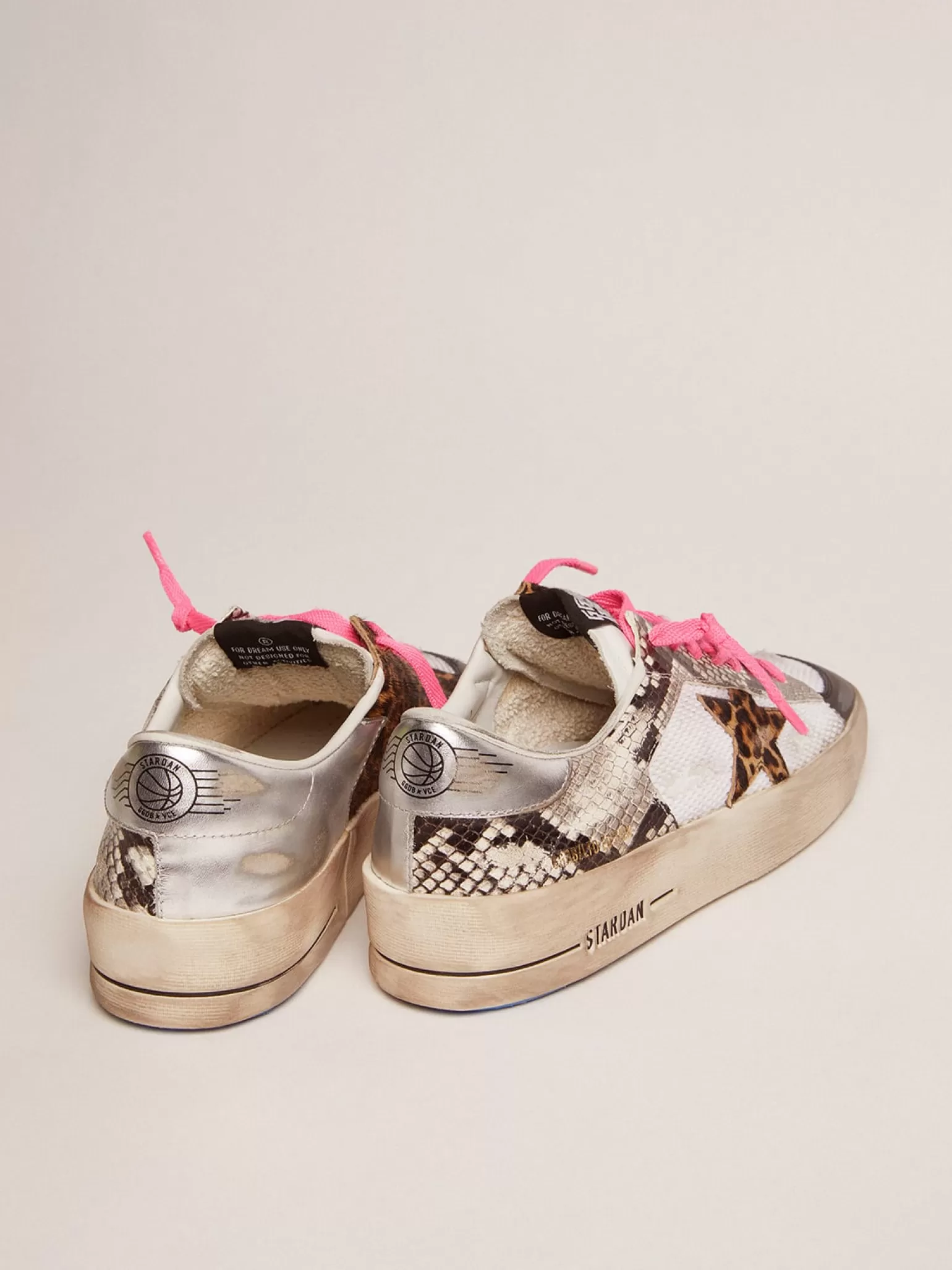 Cheap Stardan LAB feminino com cabedal de couro e estrela de couro cavalinho leopardo MULHER Stardan