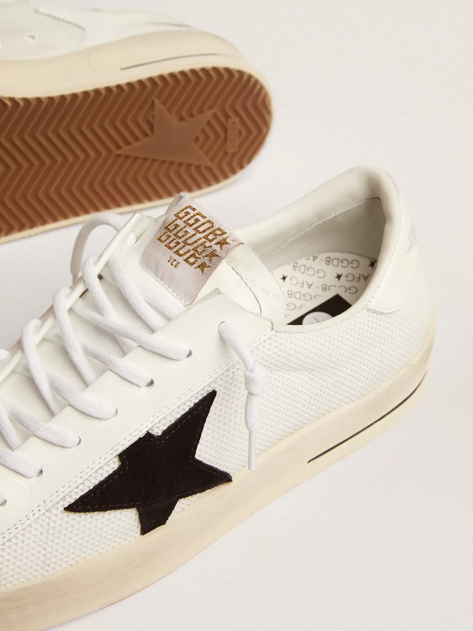 Hot Stardan masculino de tela branca com estrela de suede preto Stardan