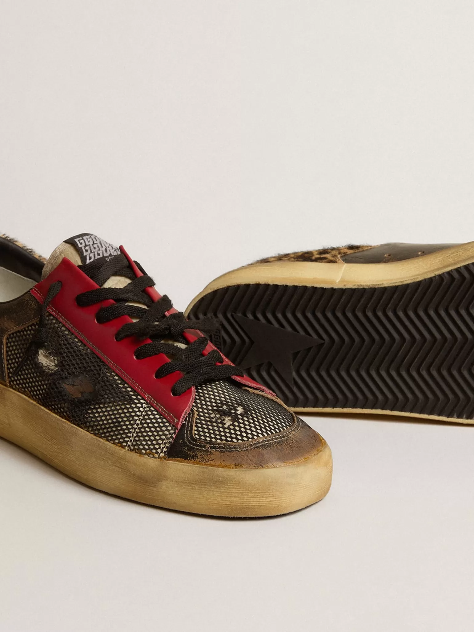 Sale Stardan Masculino LAB de tela com inserções de couro preto e talão leopardo Stardan