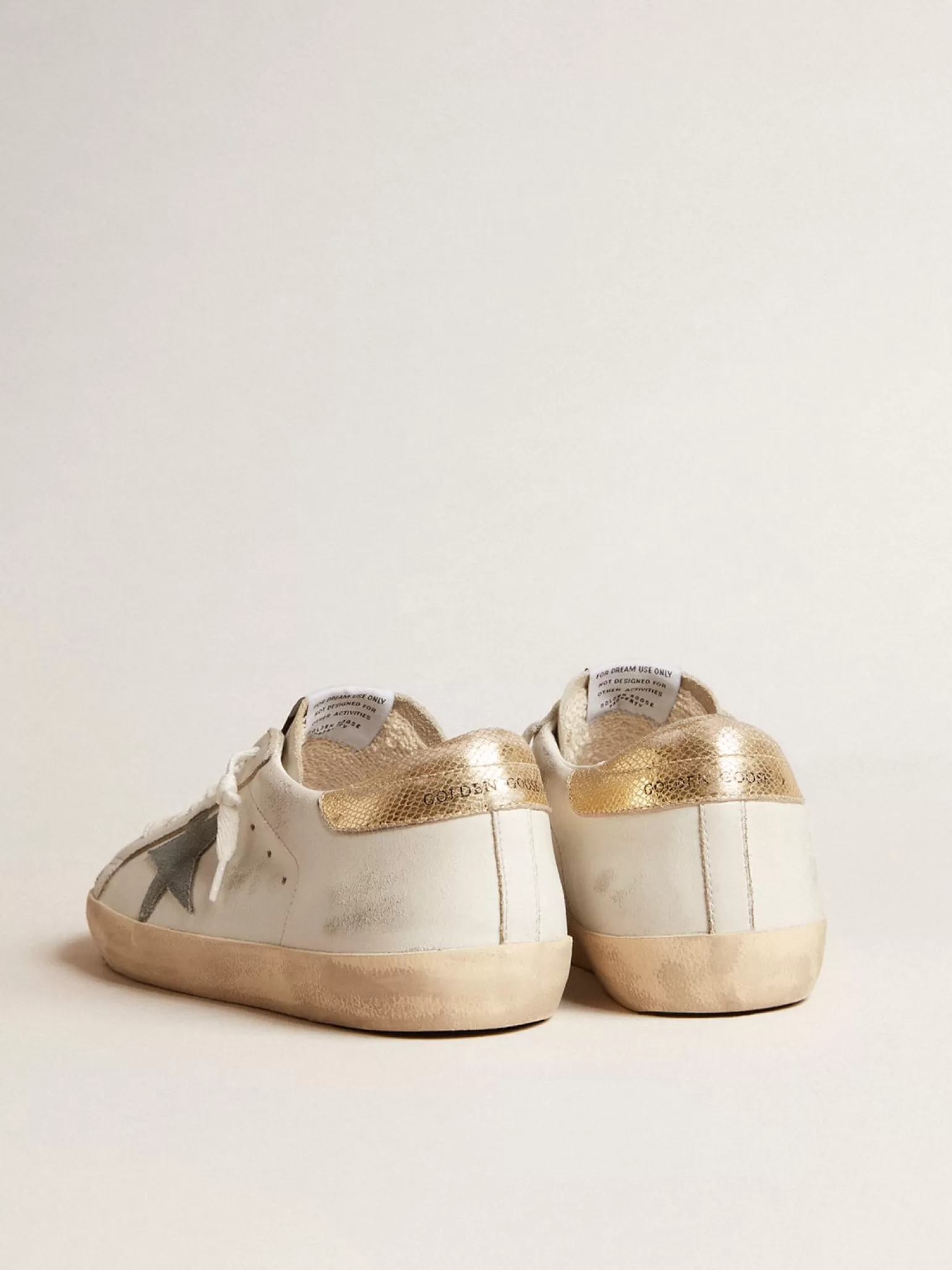 Best Sale Super-Star com estrela de suede e talão de couro estampa de píton platinado Super-Star