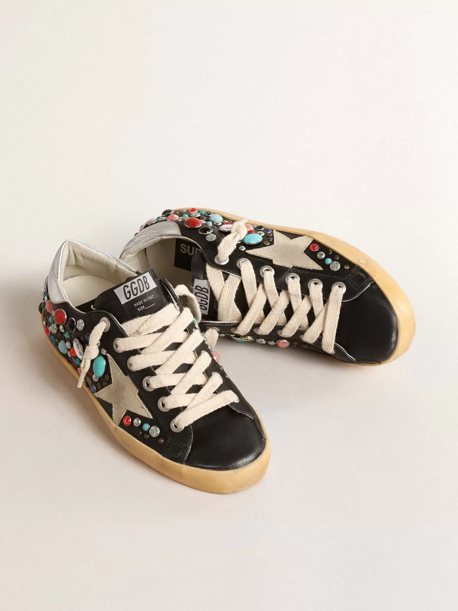 Clearance Super-Star com tachas coloridas e estrela de suede bege MULHER Super-Star