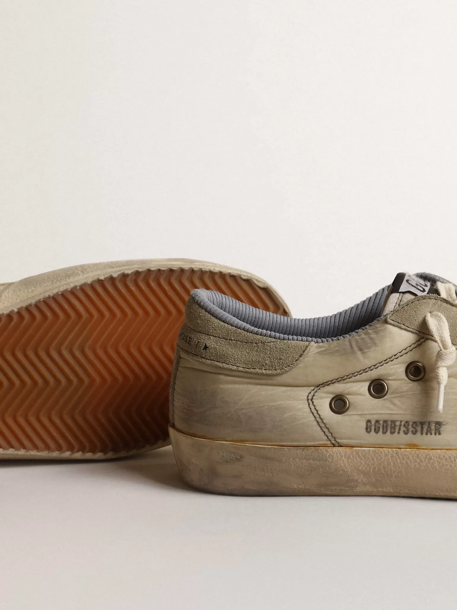 Flash Sale Super-Star de náilon com estrela serigrafada preta e talão de suede Super-Star