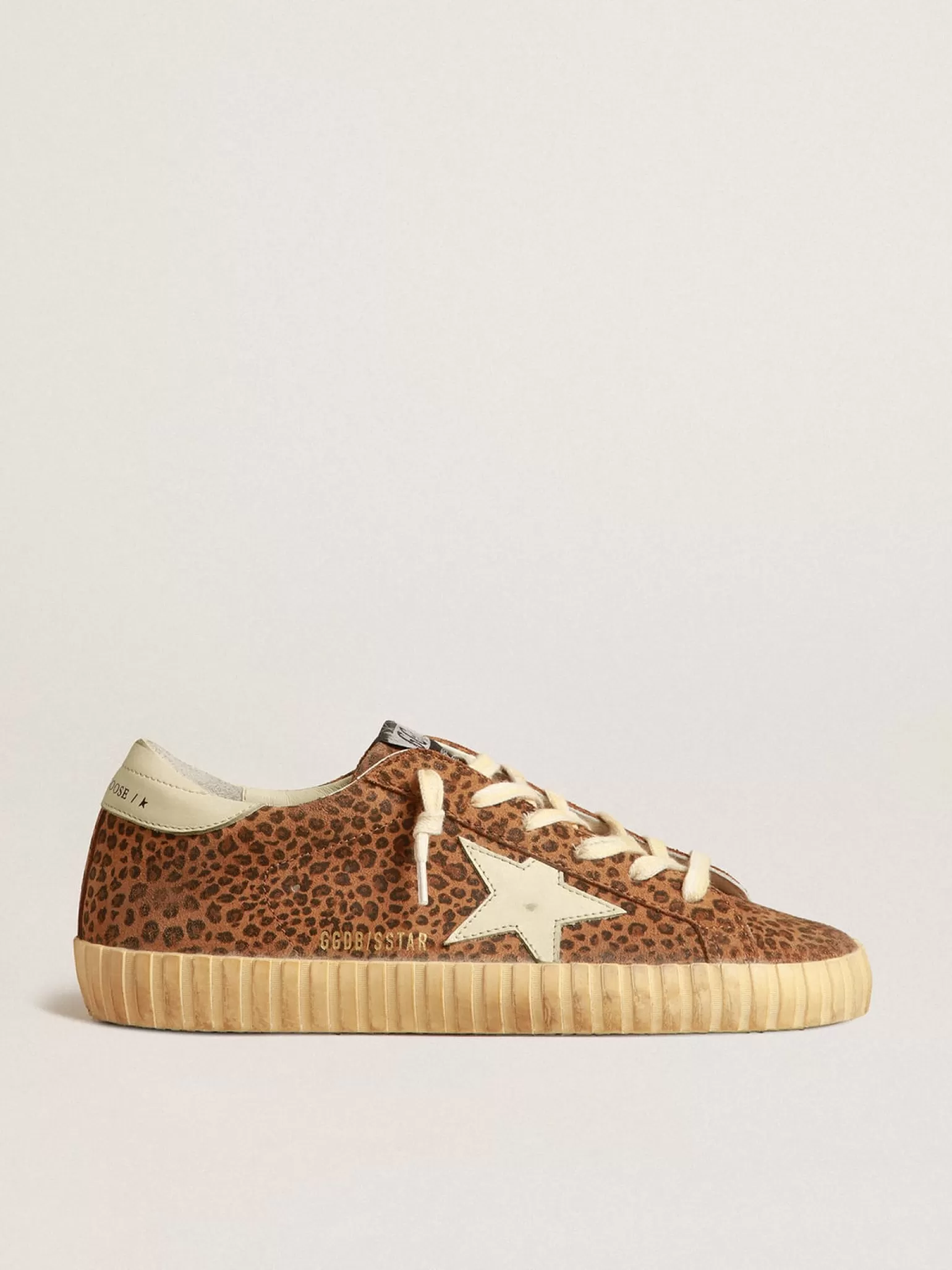 Hot Super-Star de suede, estampa de leopardo e estrela de couro creme MULHER Super-Star