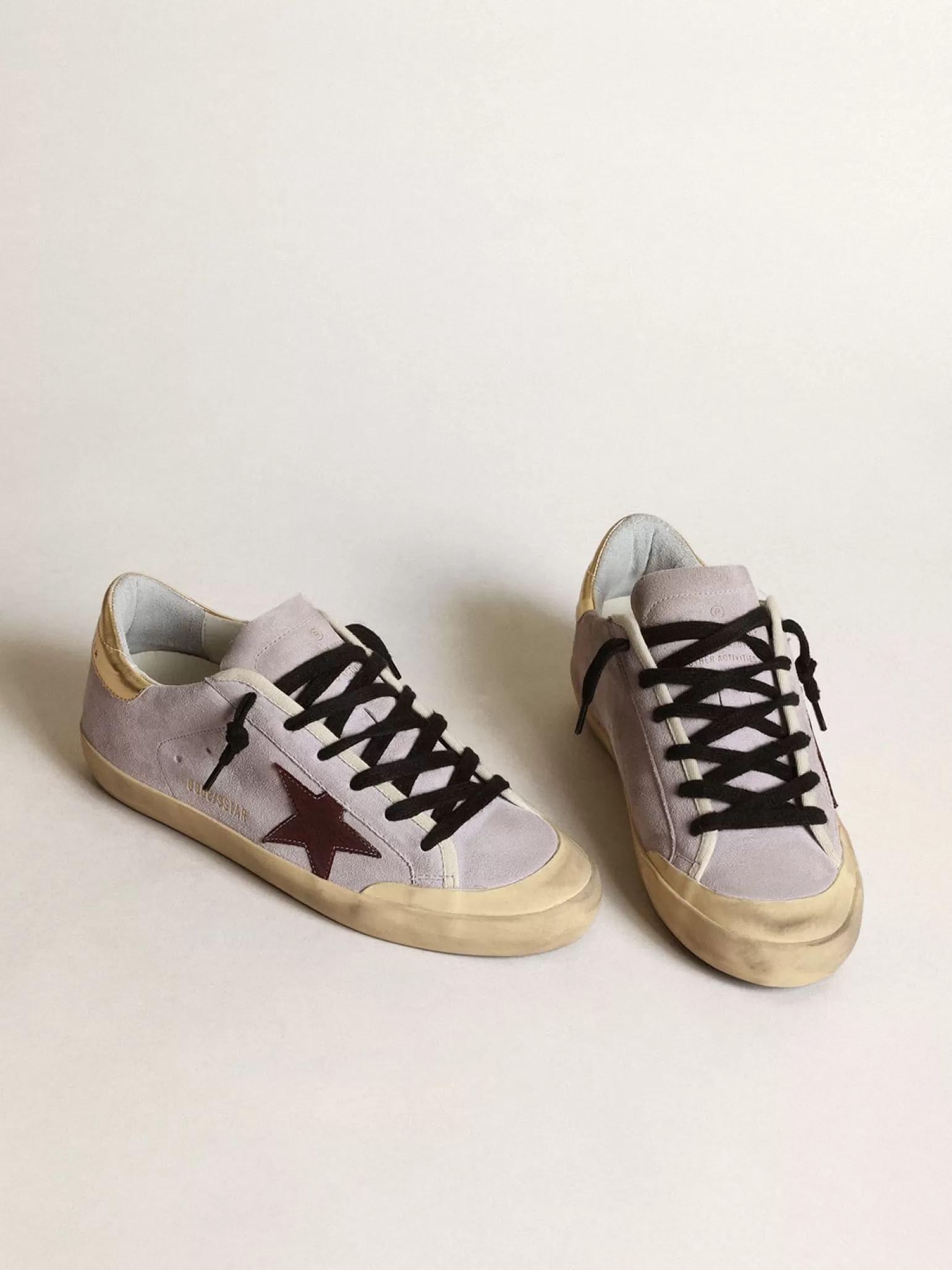 Clearance Super-Star de suede lilás com estrela marrom e talão dourado MULHER Super-Star