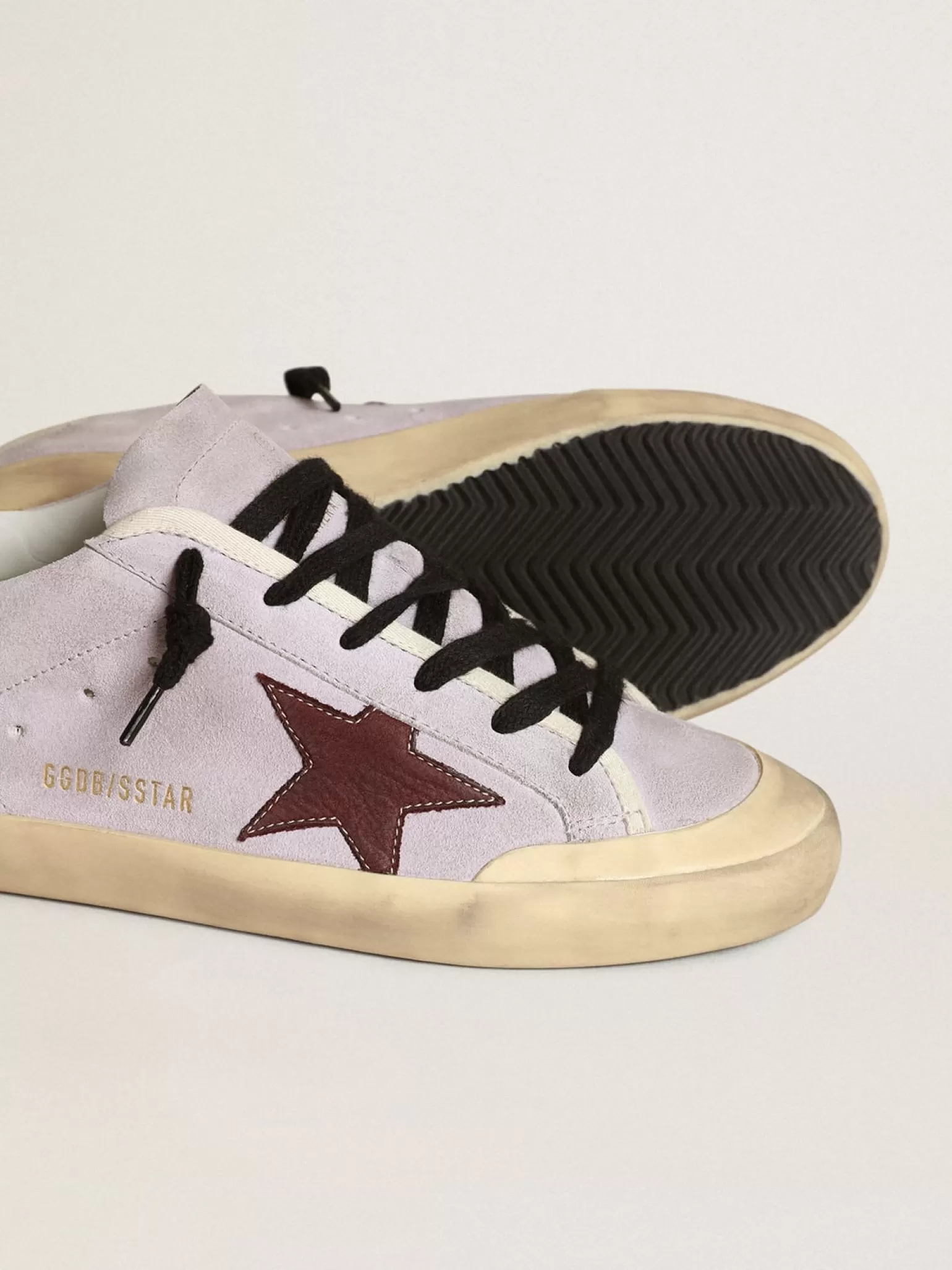 Clearance Super-Star de suede lilás com estrela marrom e talão dourado MULHER Super-Star