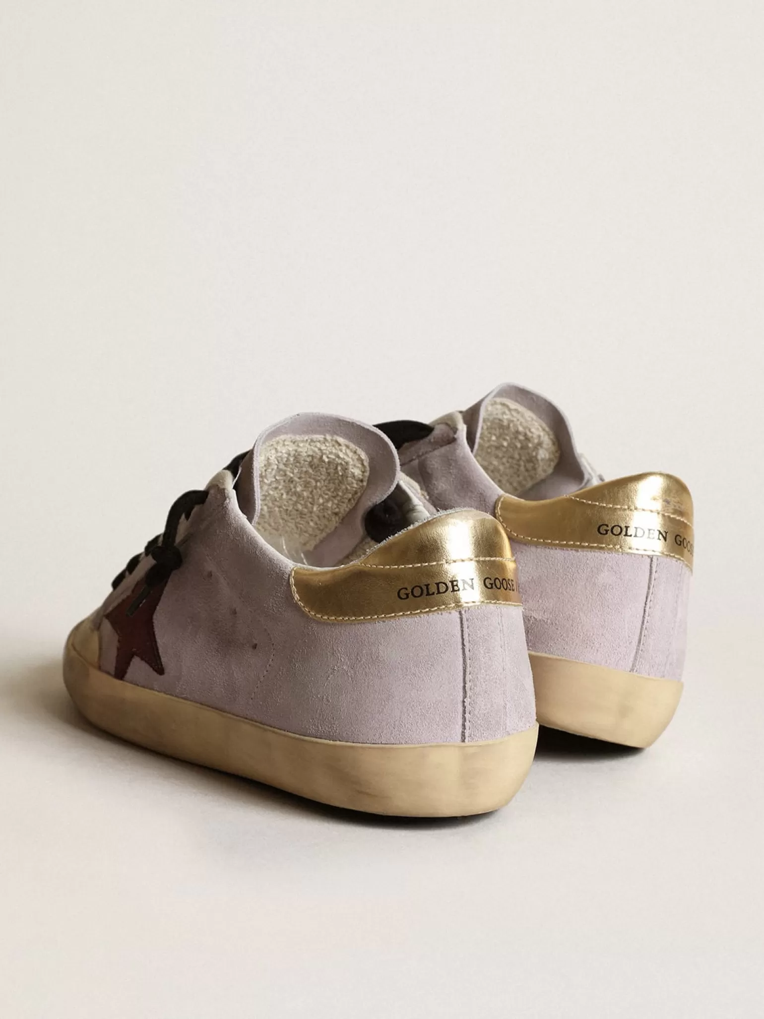 Clearance Super-Star de suede lilás com estrela marrom e talão dourado MULHER Super-Star