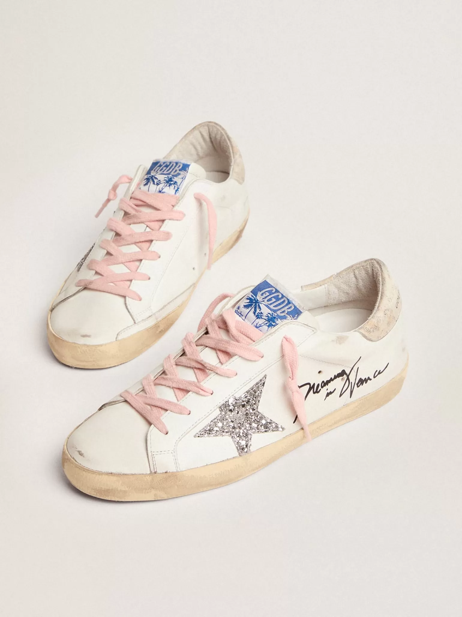 Cheap Super-Star feminino com estrela de glitter prateado e talão com estampa de leopardo MULHER Super-Star