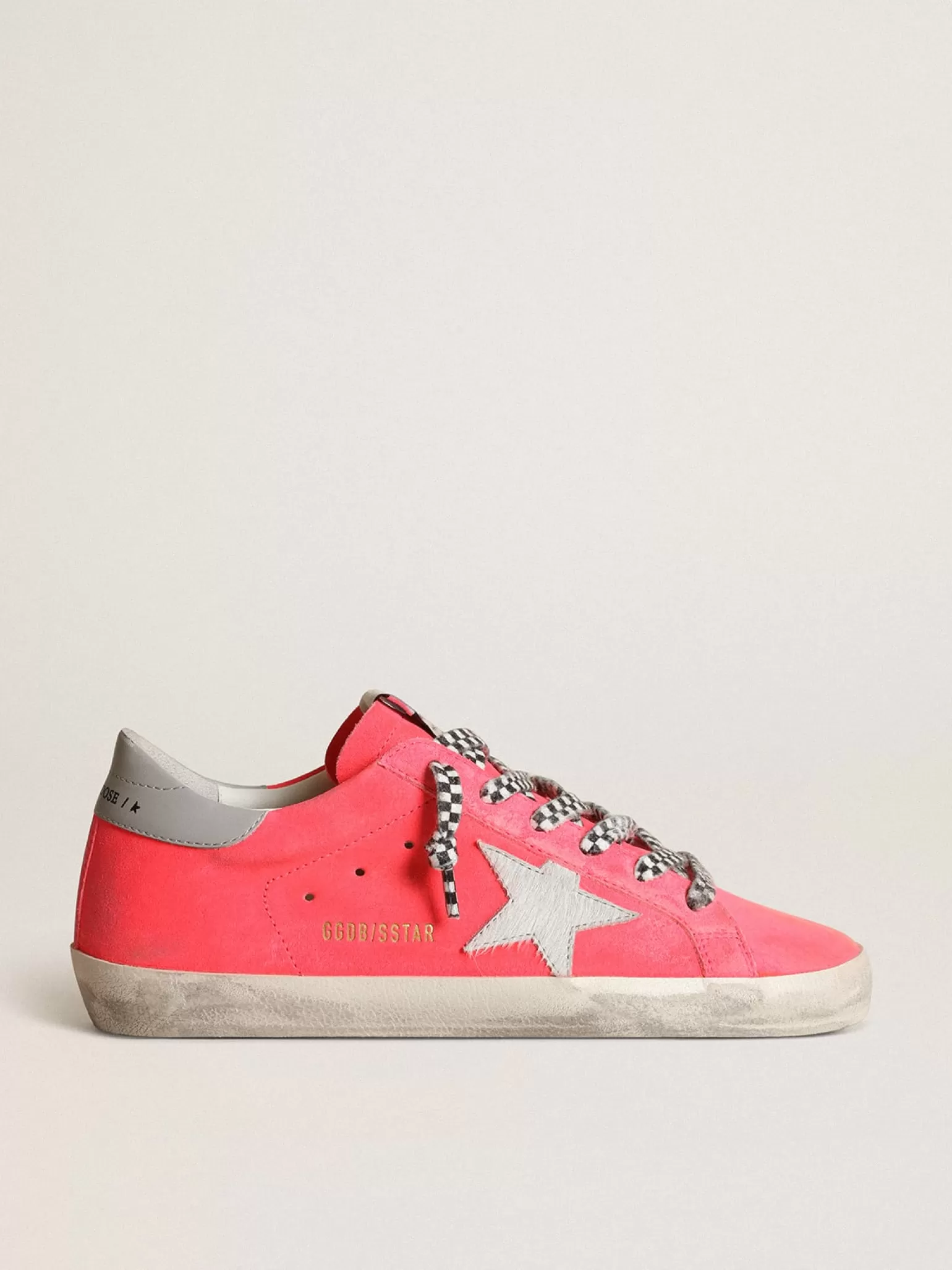 Fashion Super-Star feminino de suede cor de lagosta fluorescente com estrela MULHER Super-Star