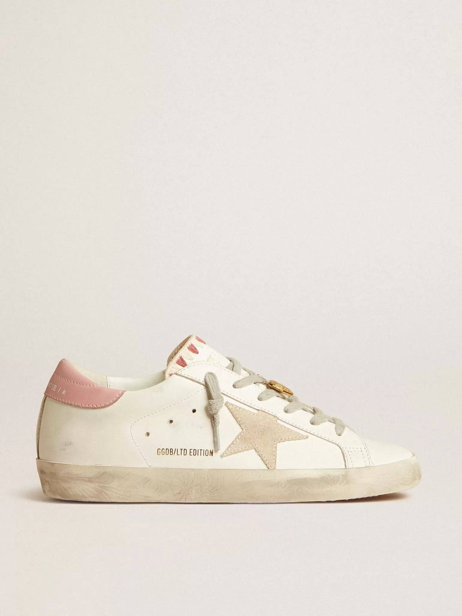 Hot Super-Star LTD com estrela de suede bege e talão rosa MULHER Super-Star
