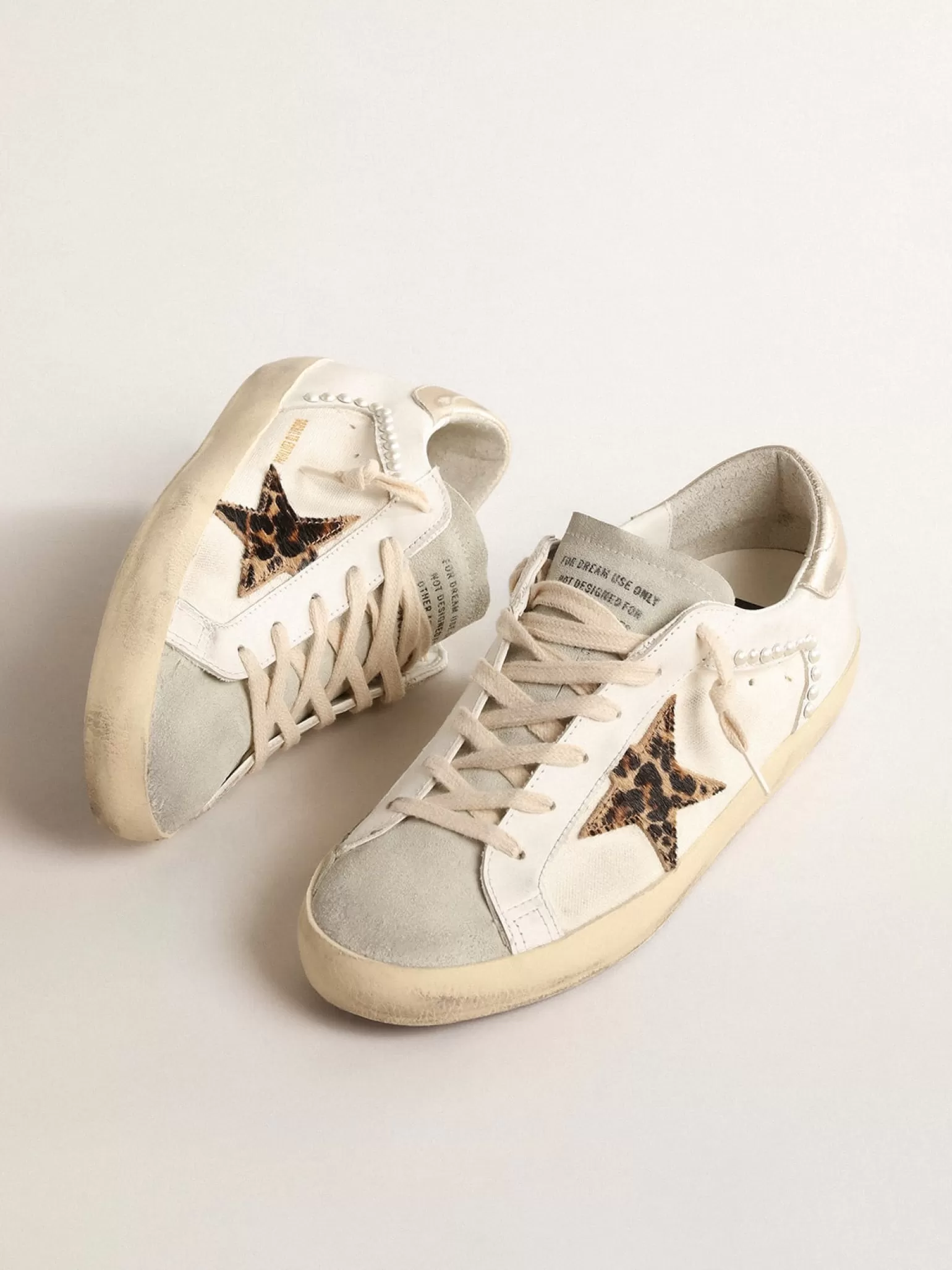Outlet Super-Star LTD de lona e couro com estrela de cavalinho leopardo MULHER Super-Star
