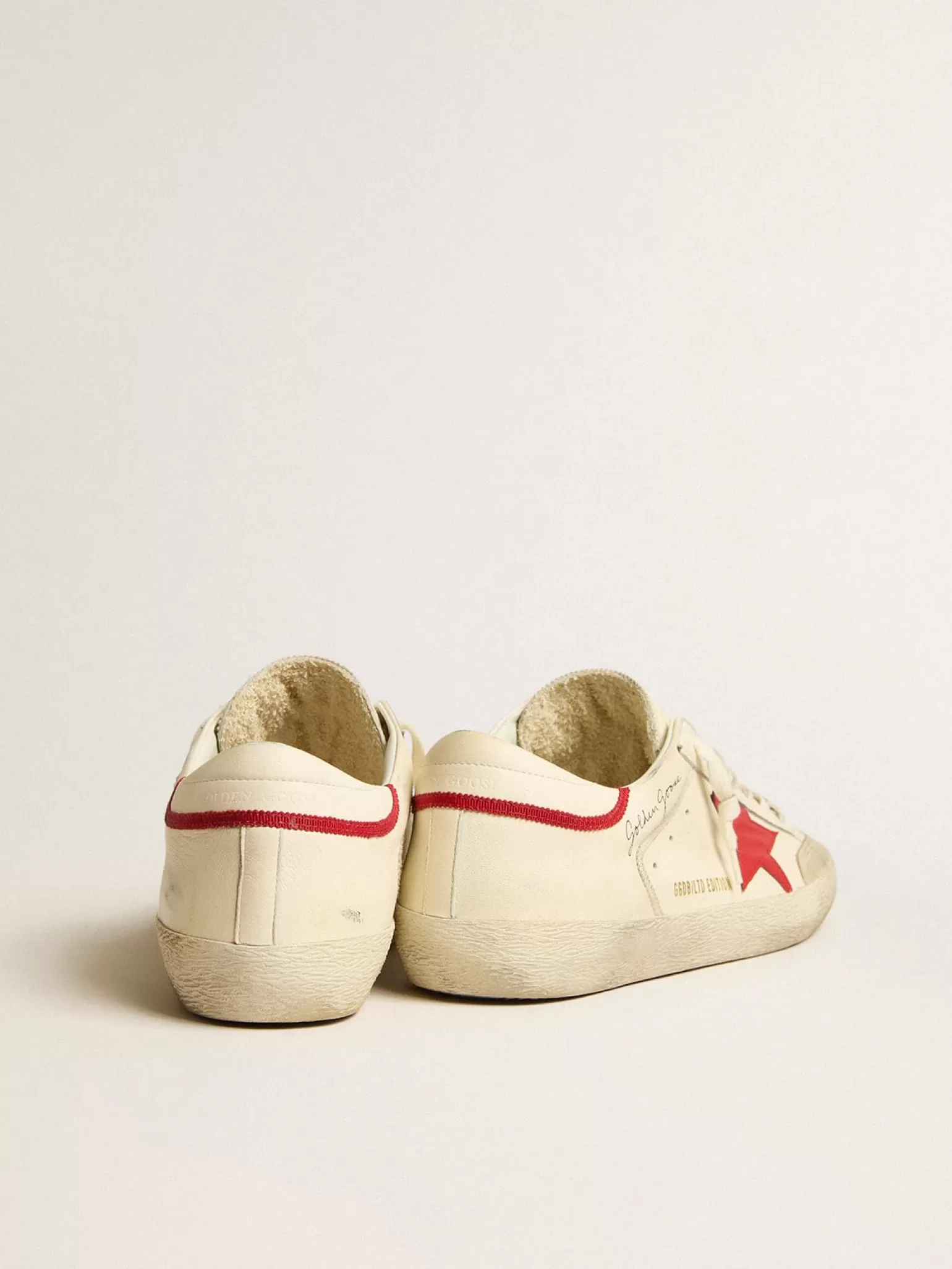 Sale Super-Star LTD de napa com estrela de couro vermelho e biqueira de suede perolado Super-Star