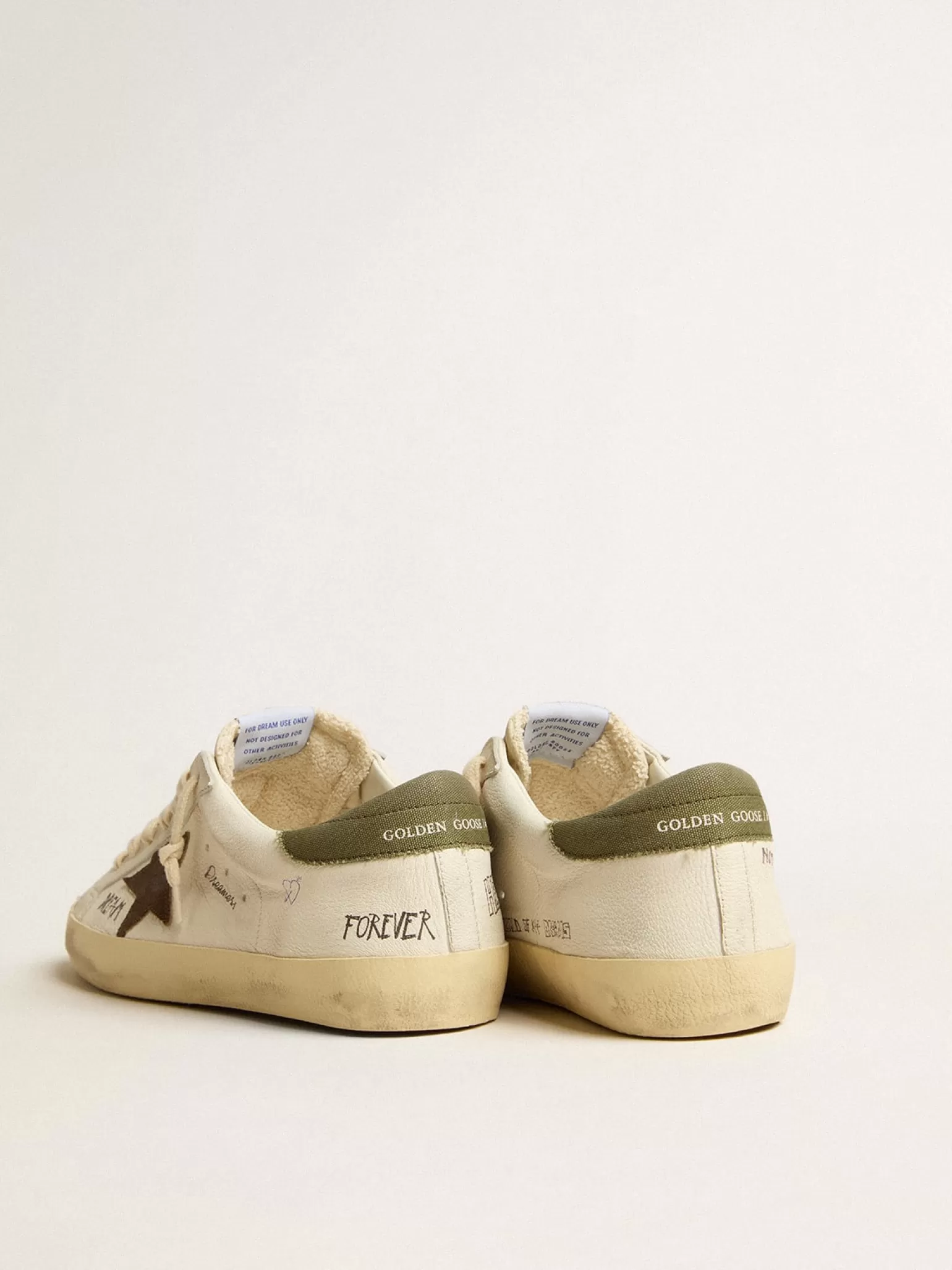 Outlet Super-Star LTD de napa com estrela de suede marrom e talão verde Super-Star