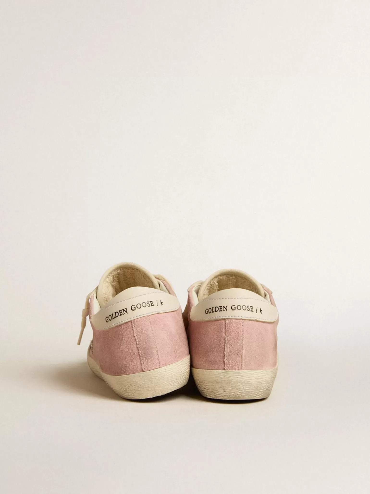 New Super-Star LTD de suede rosa e pérola com estrela de glitter platinado MULHER Super-Star