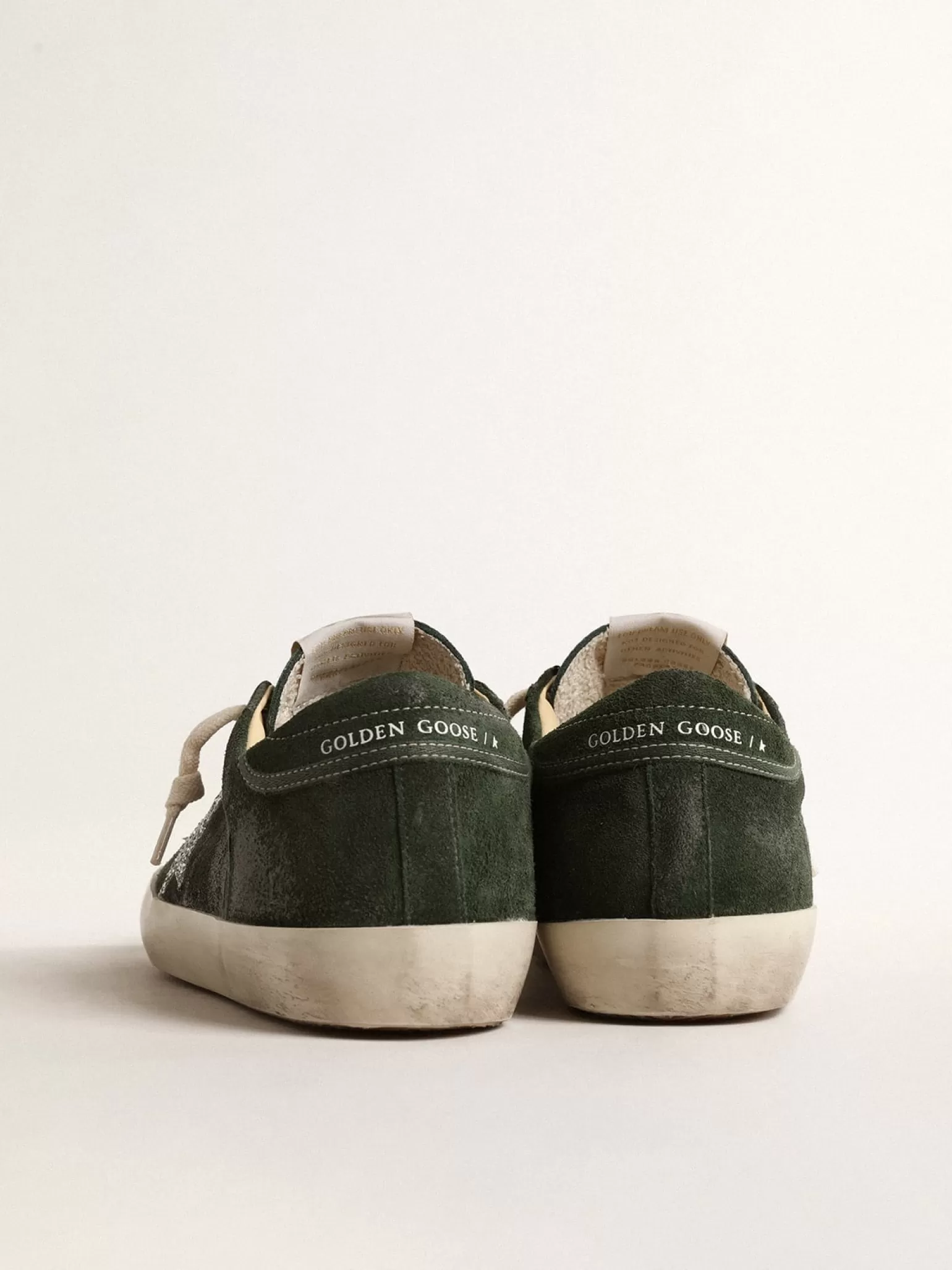 Clearance Super-Star LTD de suede verde com estrela de glitter prateado MULHER Super-Star