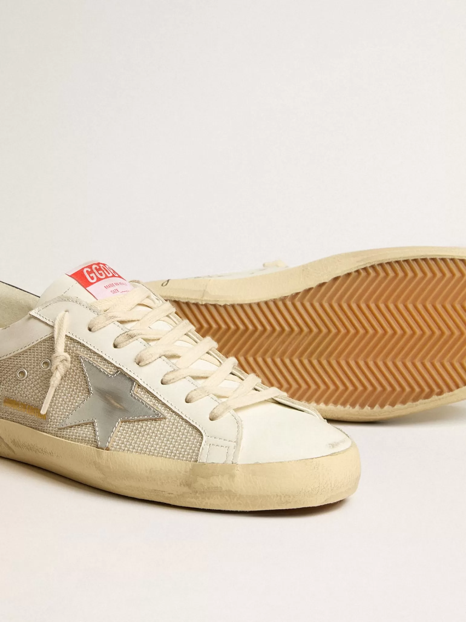 Store Super-Star LTD de tela e couro com estrela prateada e talão azul Super-Star