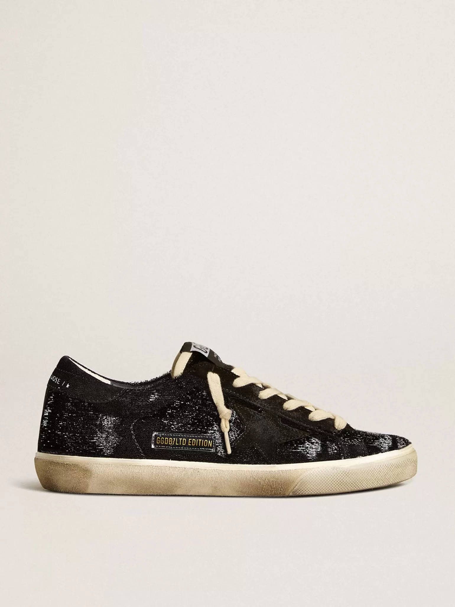 Flash Sale Super-Star Masculino de veludo e suede pretos com estrela de suede preto Super-Star