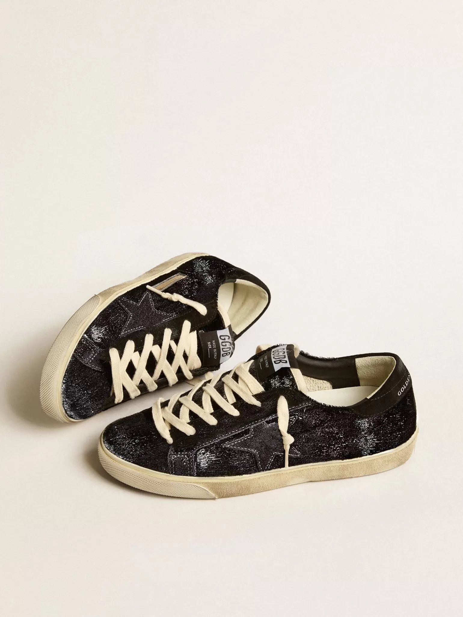 Flash Sale Super-Star Masculino de veludo e suede pretos com estrela de suede preto Super-Star