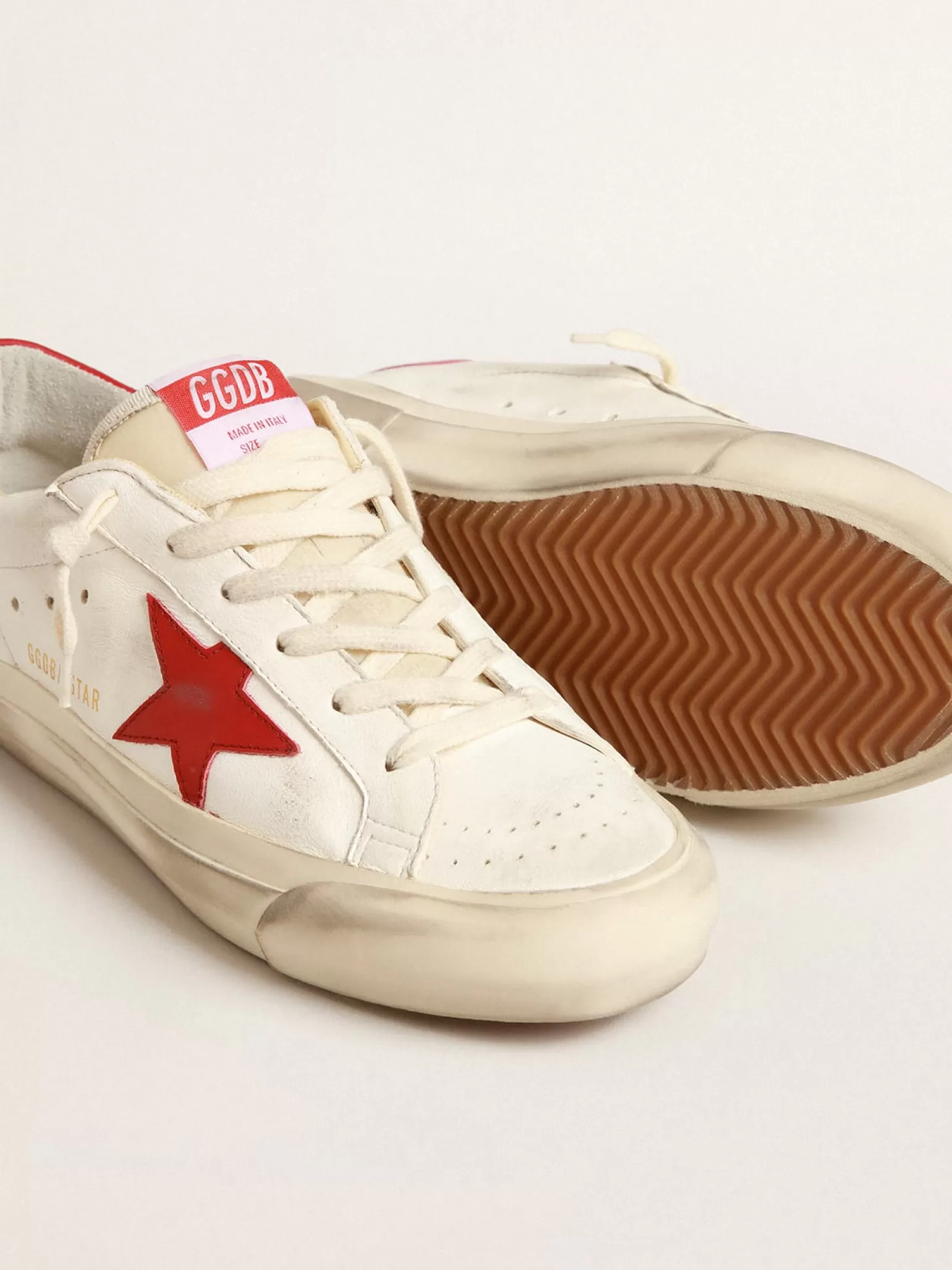 Cheap Super-Star Masculino LTD de napa com estrela e talão vermelhos Super-Star