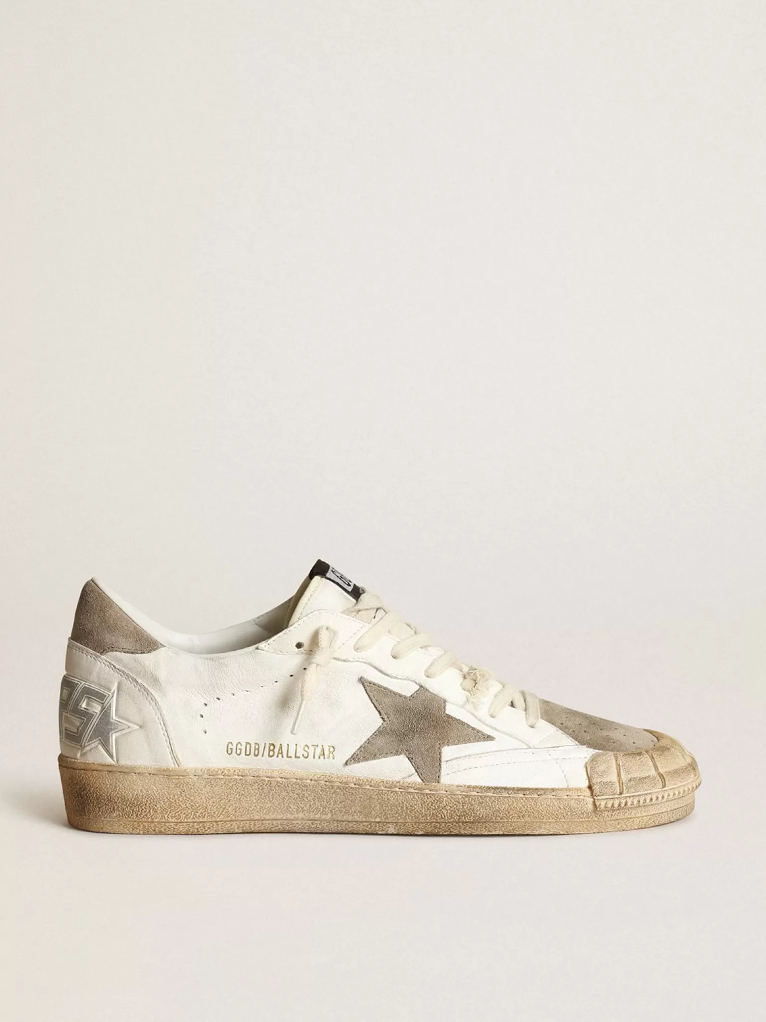 Outlet Tênis Ball Star Masculino LTD de napa branca com estrela e talão de suede havana-rosado Ball Star