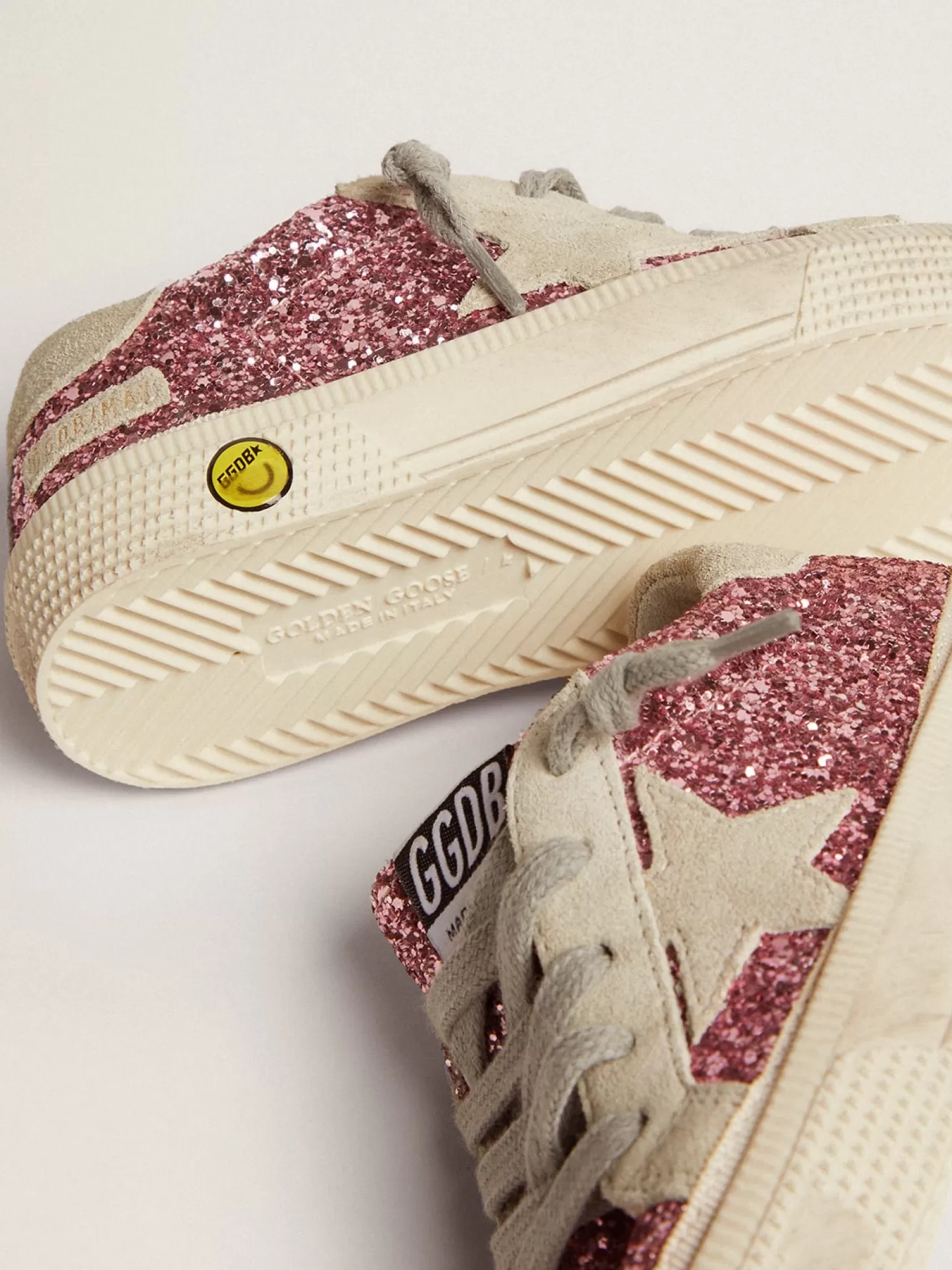 Best Sale Tênis May de glitter rosa com estrela e talão de suede cinza gelo Meninas (4-10 anos)