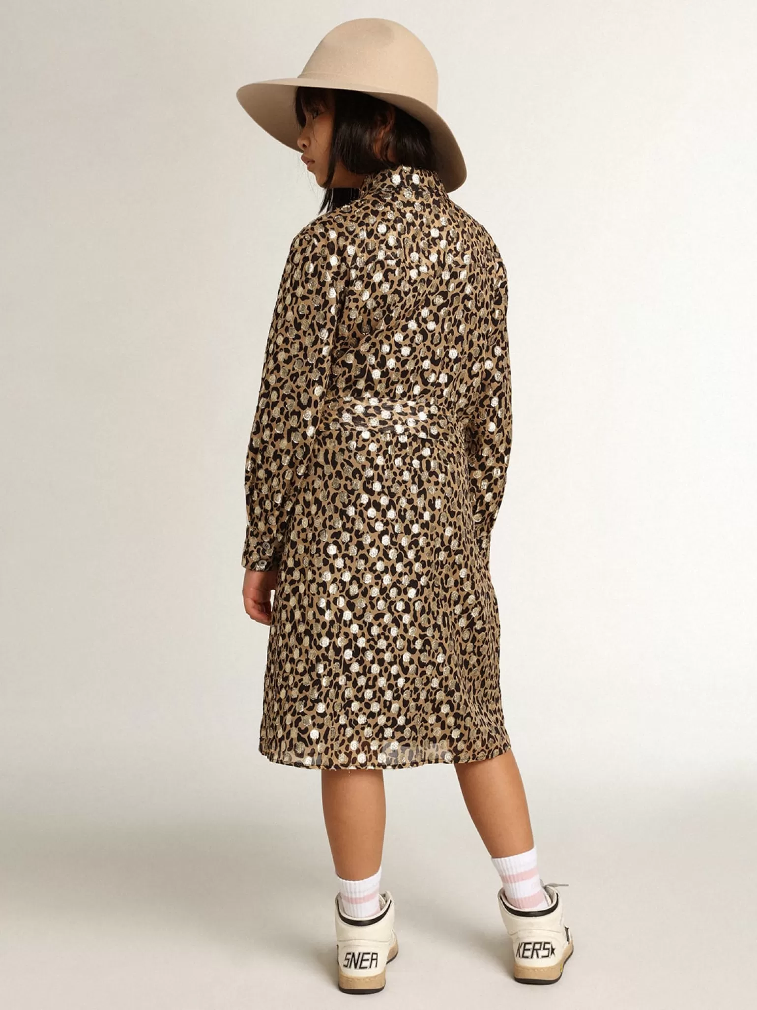 Best Vestido chemise infantil feminino com estampa animal print e fio coupé Roupas de cima (4-12 years)