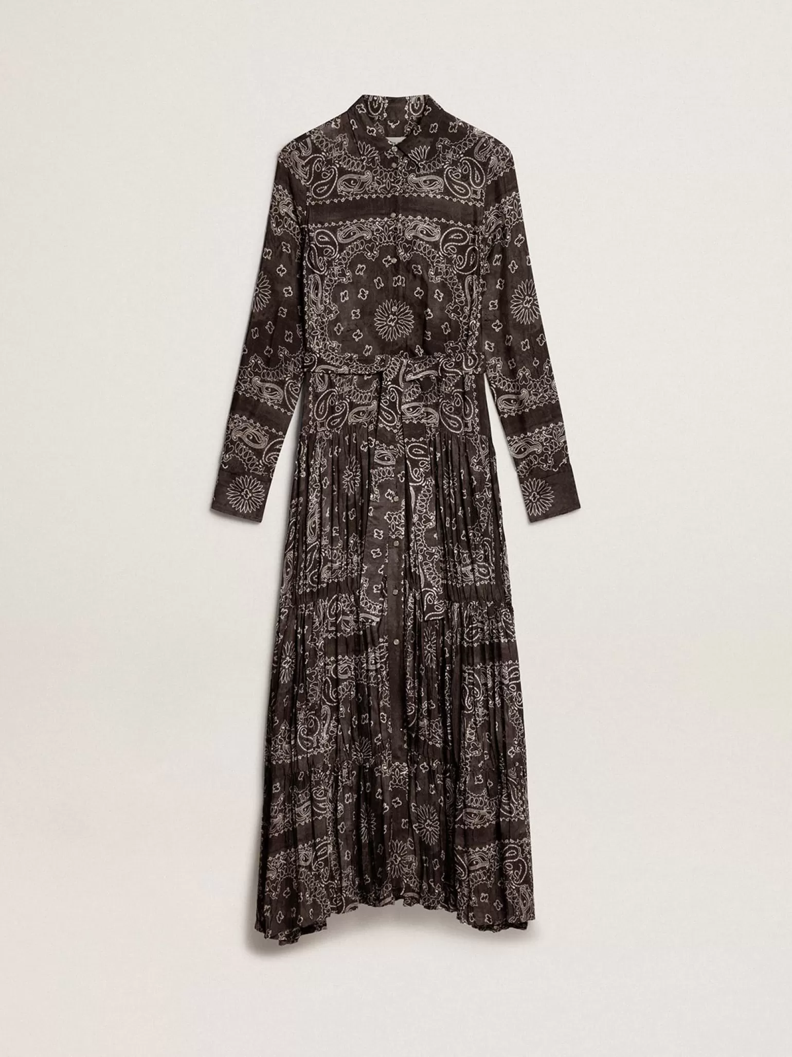 Shop Vestido chemise na cor antracite com estampa caxemira MULHER Vestidos e macacões