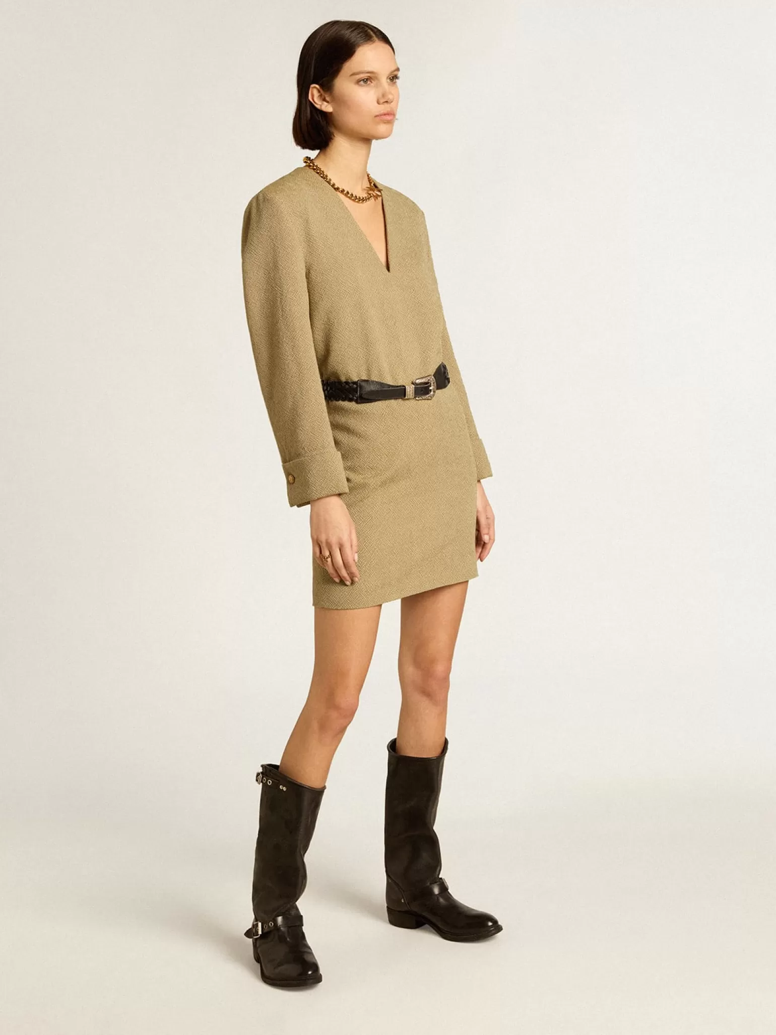 Fashion Vestido curto de lã cor de faia clara MULHER Vestidos e macacões